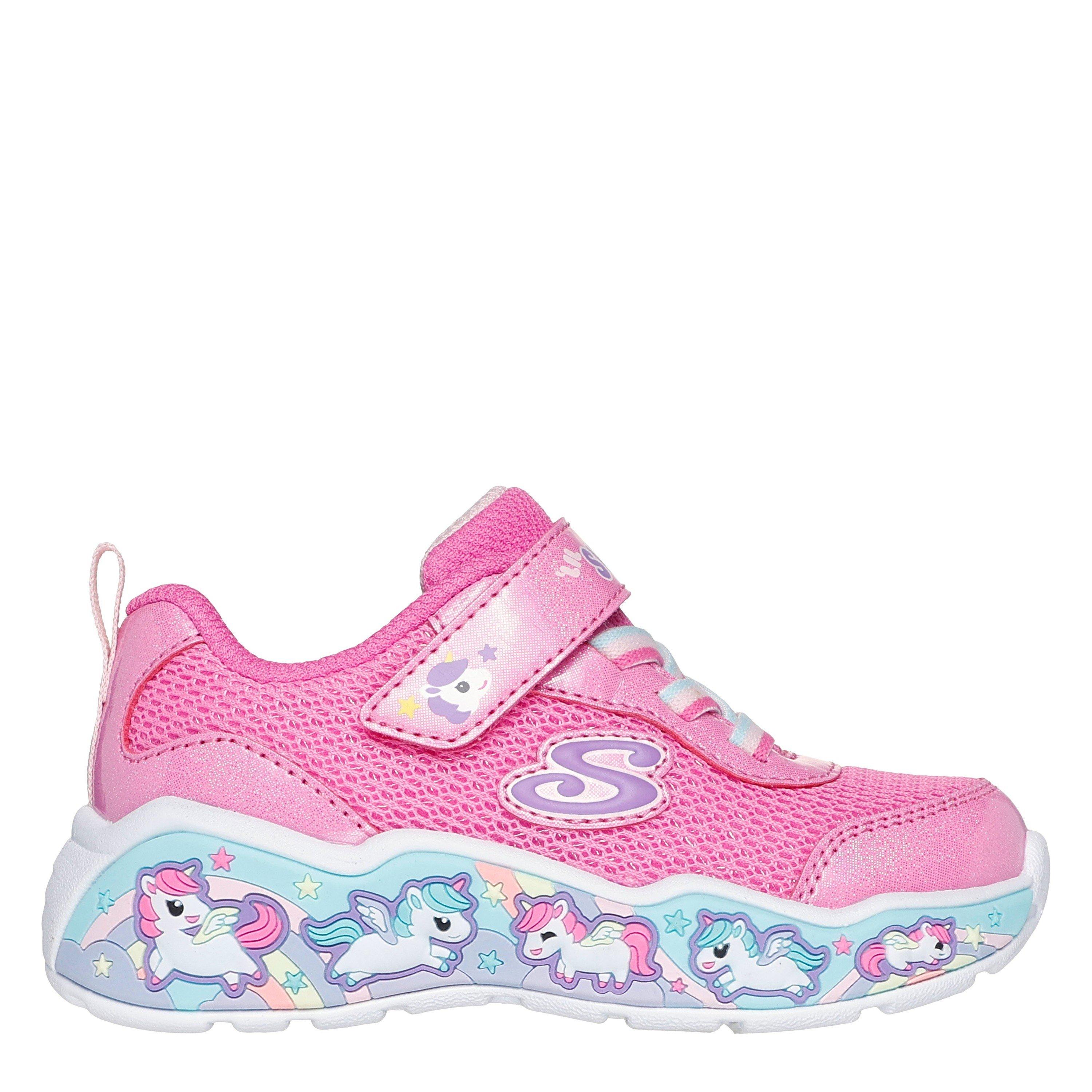 Skechers  Gore & Strap Thematic Wrap Sneaker Runners Girls - Pink - C7 (24)