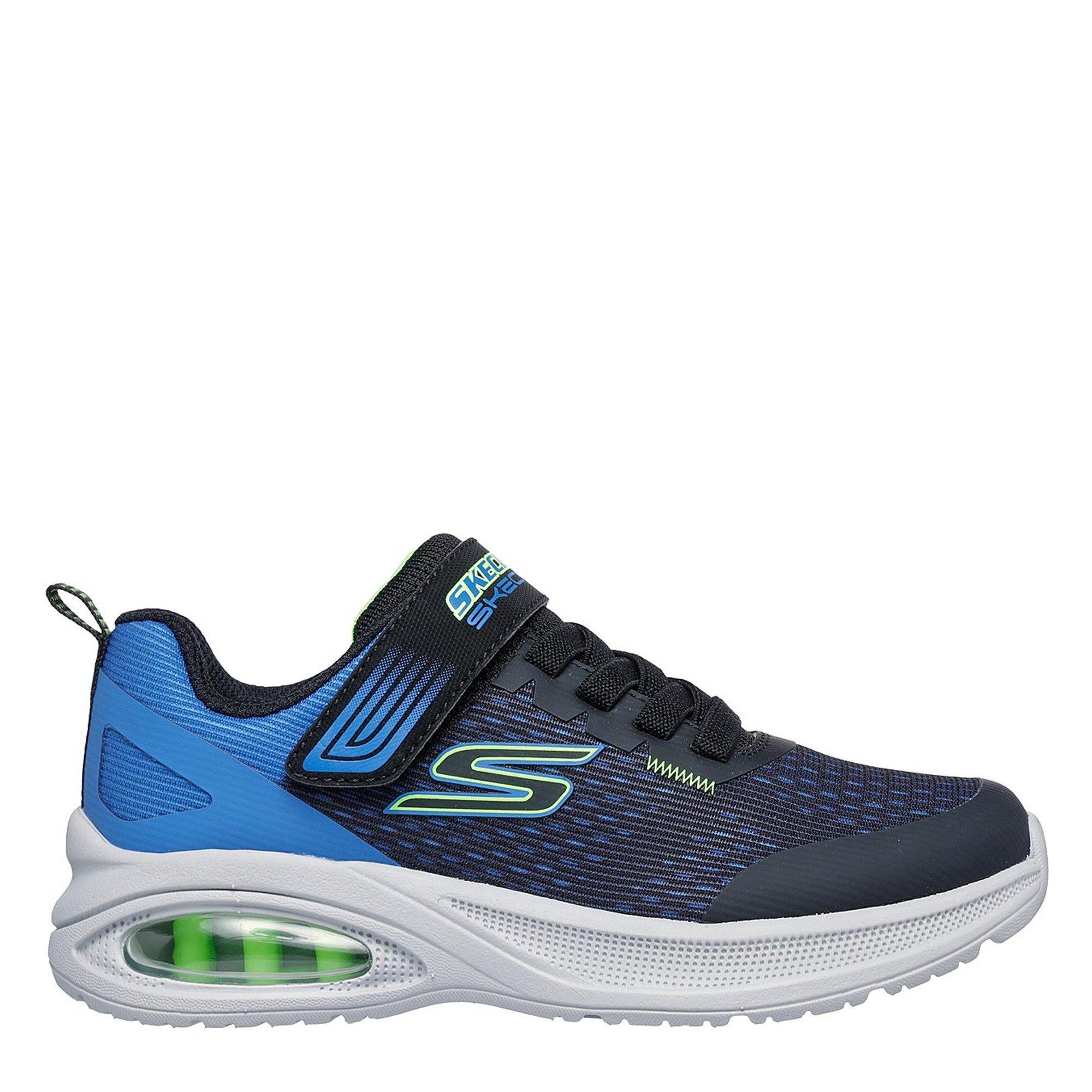 Navy/Lime - Skechers - Lightweight Gore & Strap Sneaker W Runners Boys - 3