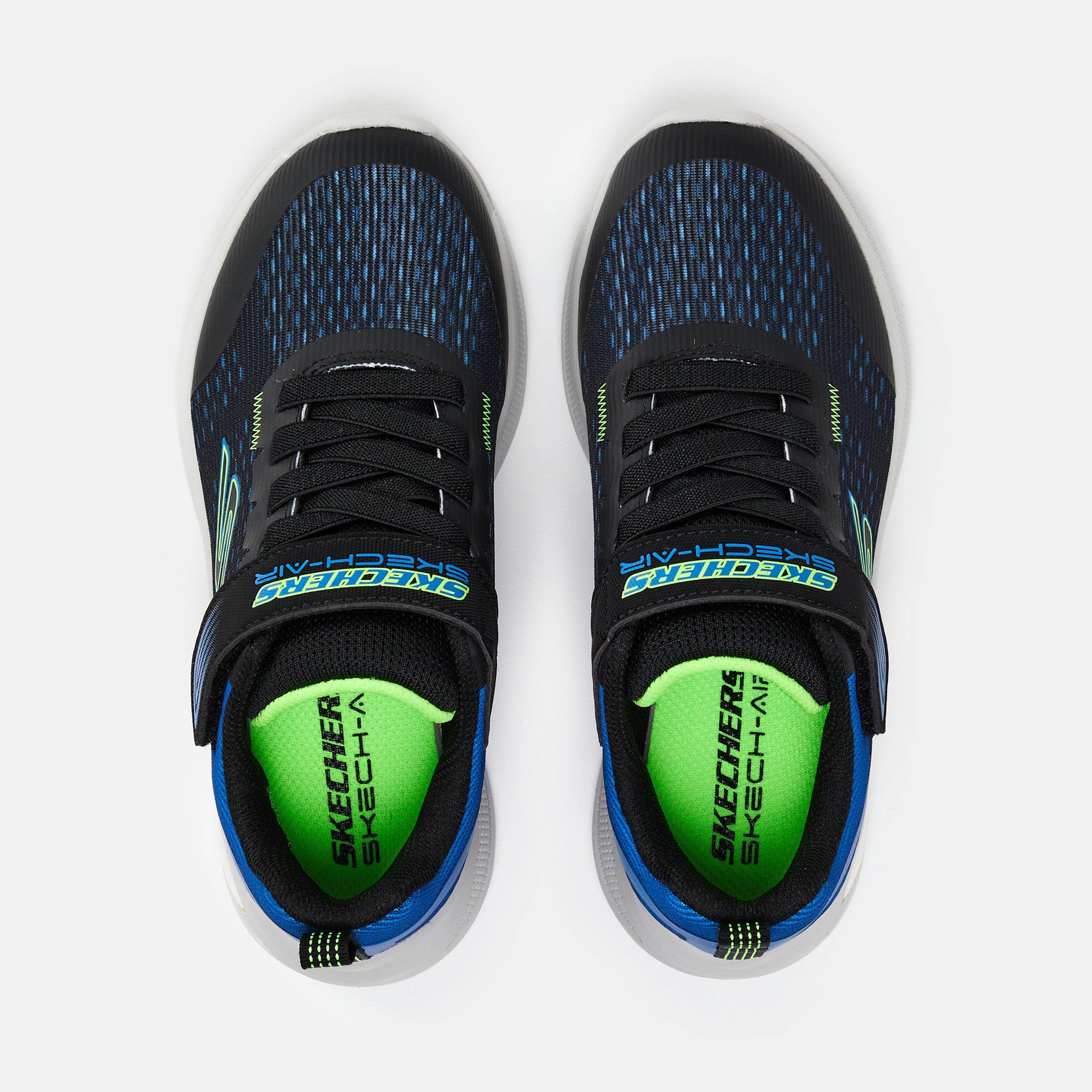 Navy/Lime - Skechers - Lightweight Gore & Strap Sneaker W Runners Boys - 6