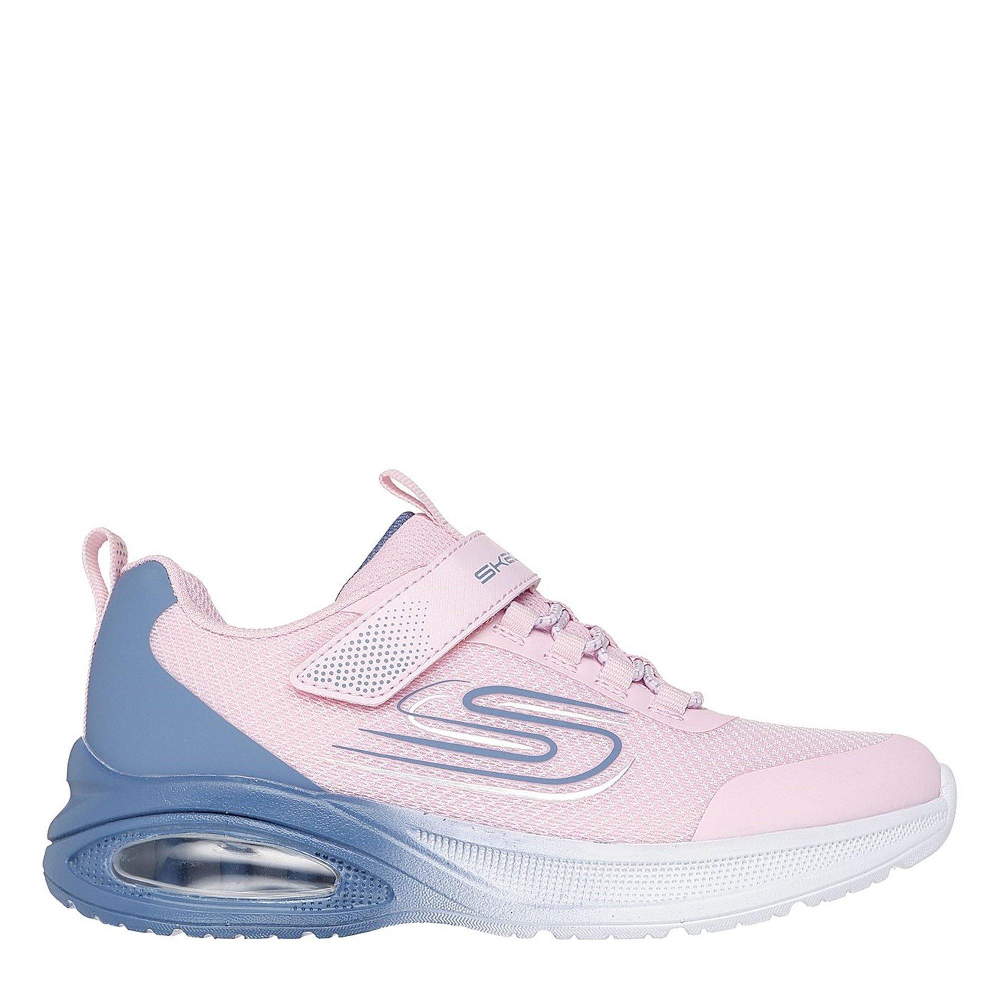 Pink/Blue - Skechers - Bungee And Strap Mesh Sneaker W Mid Runners Girls - 3
