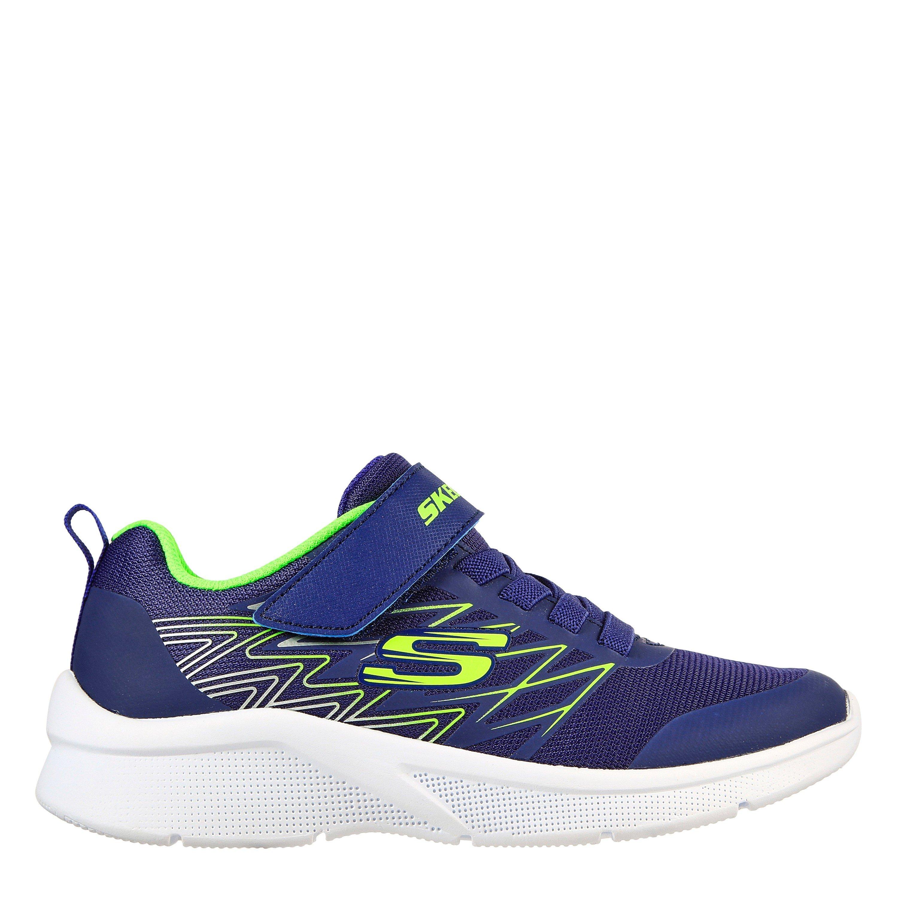 Skechers Boys Microspec T Runners Child - Navy/Lime - 1 (33.5)
