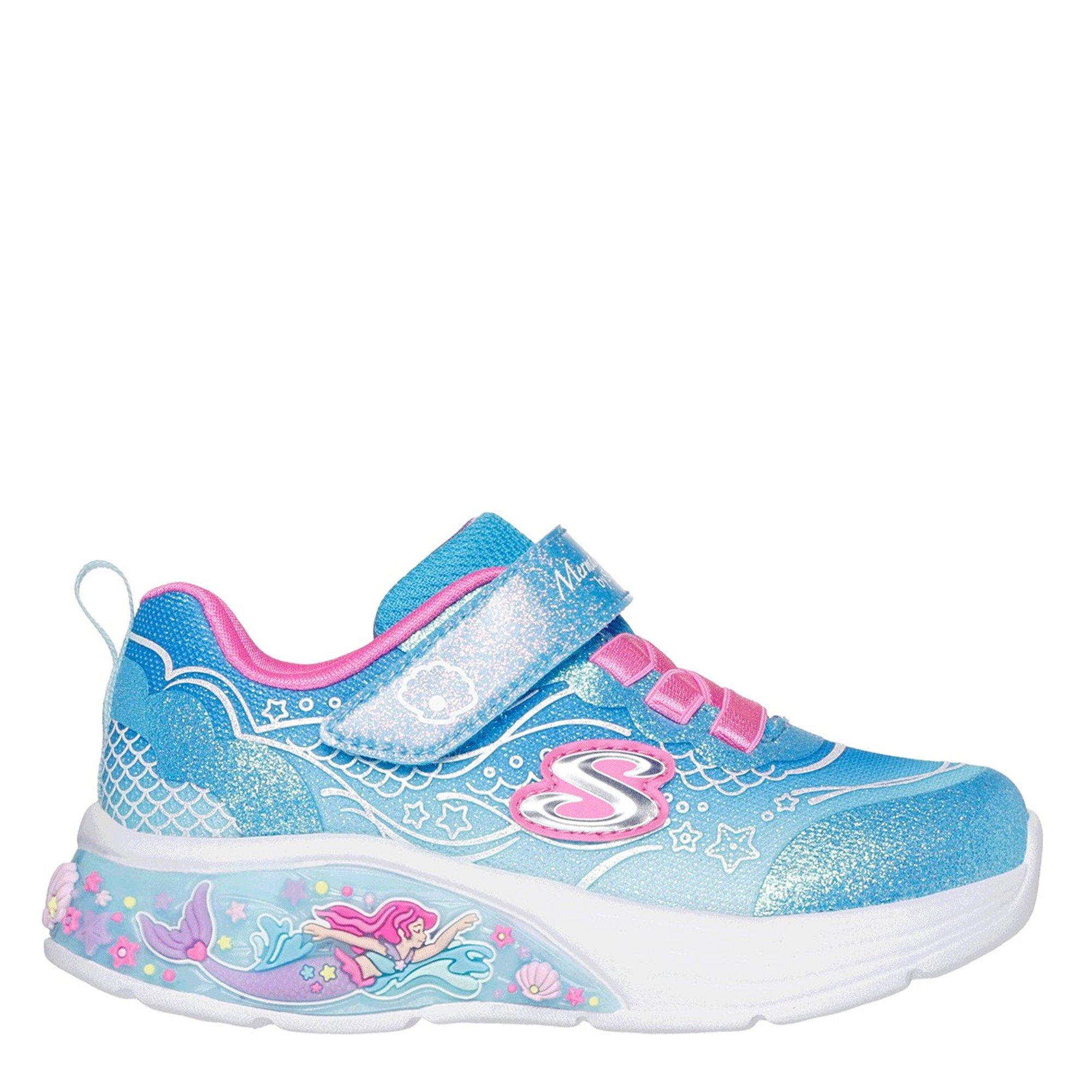 Skechers  Kids' Leather Light Up Trainers - Blue/ - C6 (23)