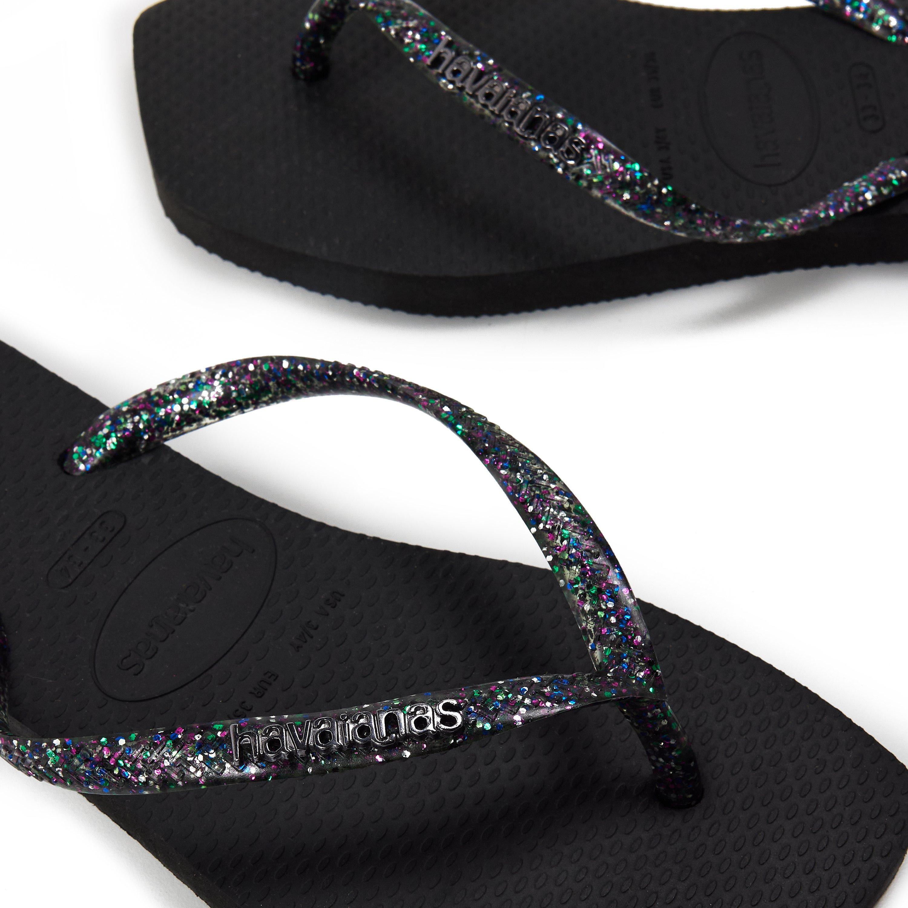 Black - Havaianas - Hav. Square Logo Metallic Black 33/ Flip Flops Girls - 3