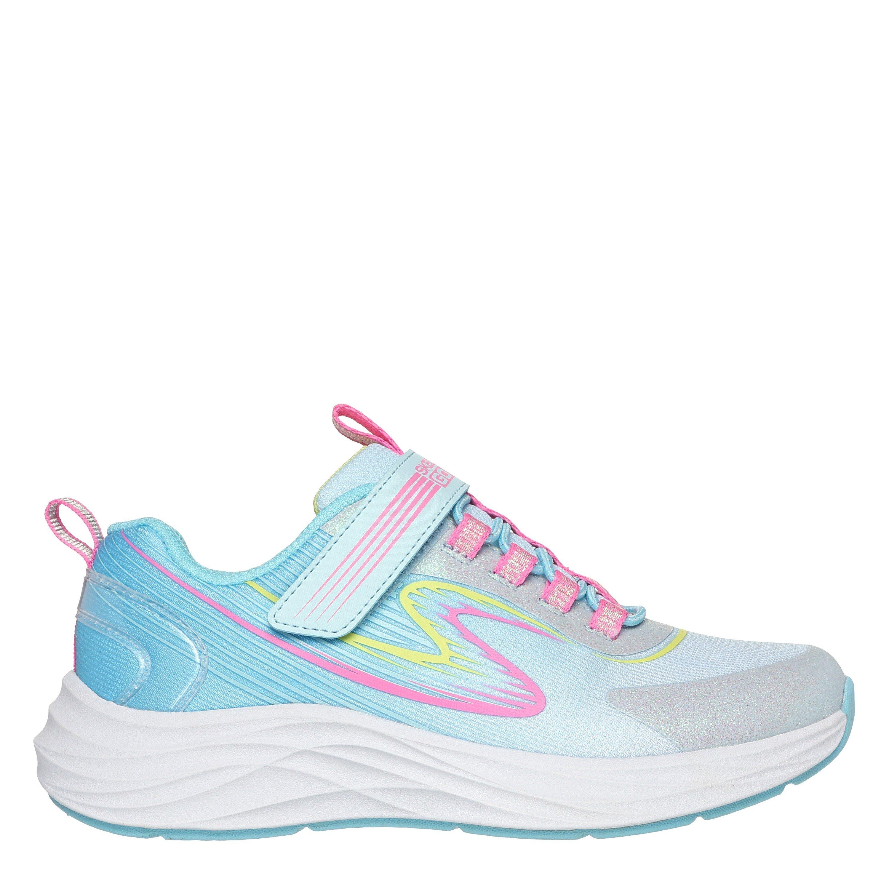 Blue/Multi - Skechers - Bungee And Strap Glitter Mesh Sneak Slip On Runners Unisex Kids - 3