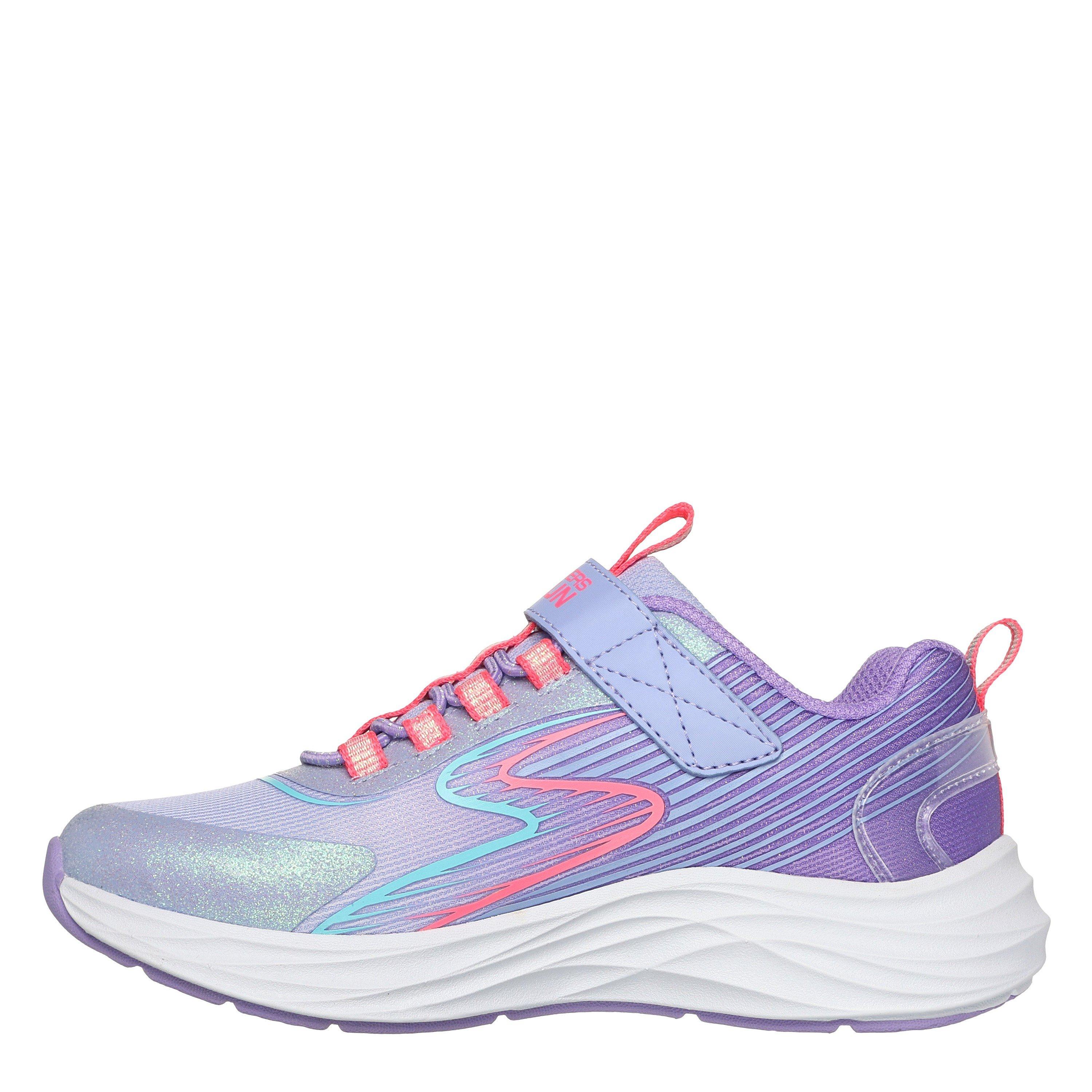 Lavender/Multi - Skechers - Bungee And Strap Glitter Mesh Sneak Slip On Runners Unisex Kids - 2