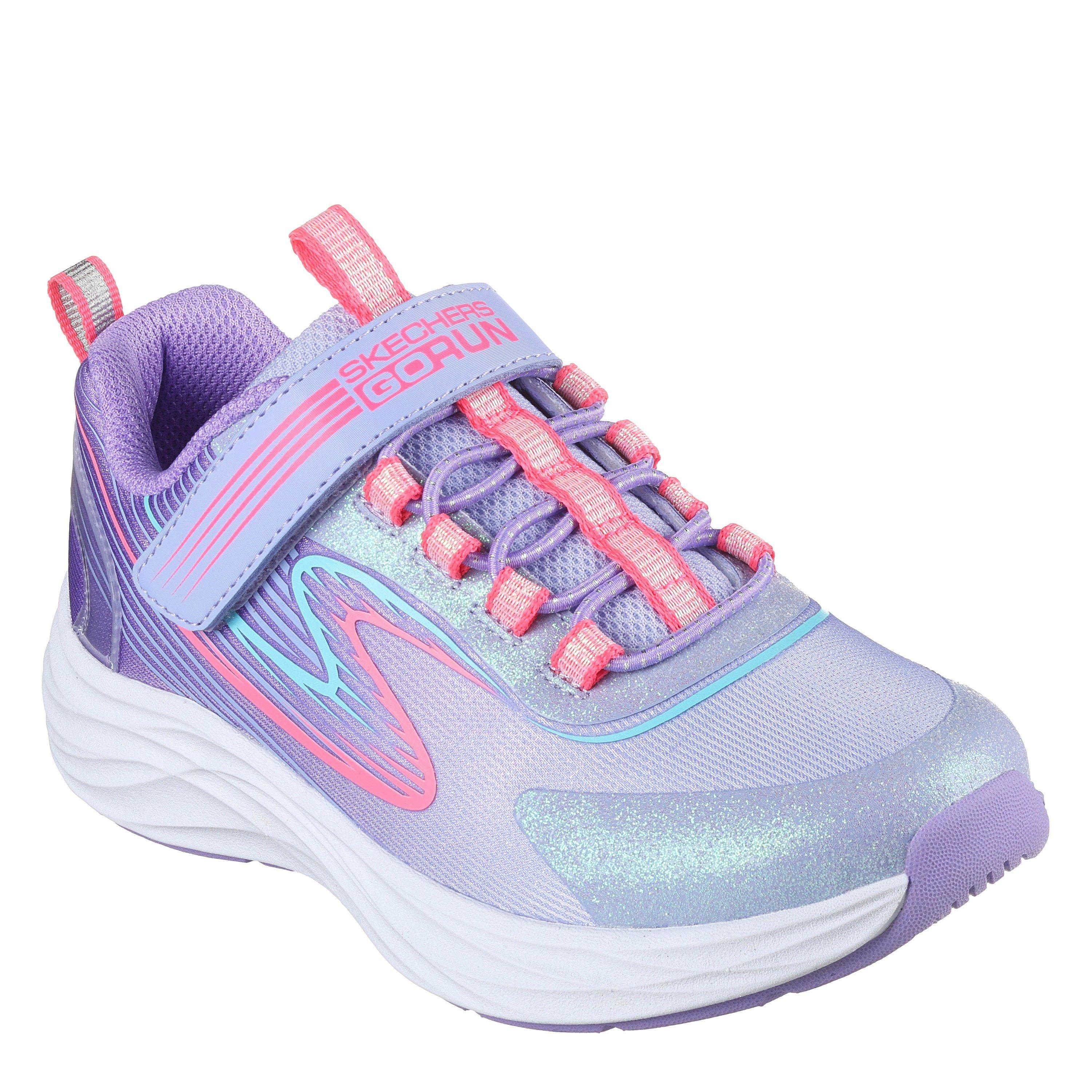 Lavender/Multi - Skechers - Bungee And Strap Glitter Mesh Sneak Slip On Runners Unisex Kids - 3
