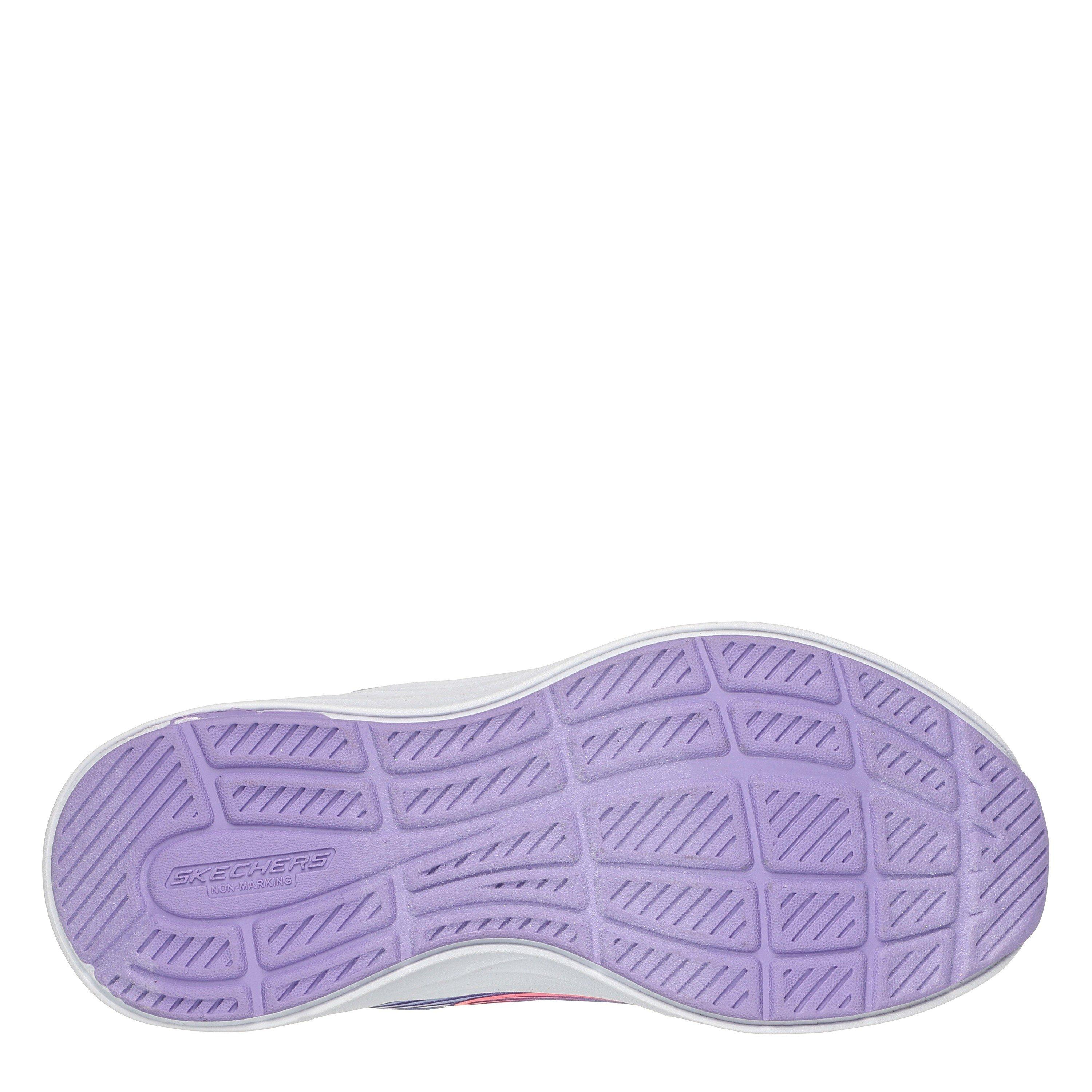 Lavender/Multi - Skechers - Bungee And Strap Glitter Mesh Sneak Slip On Runners Unisex Kids - 5