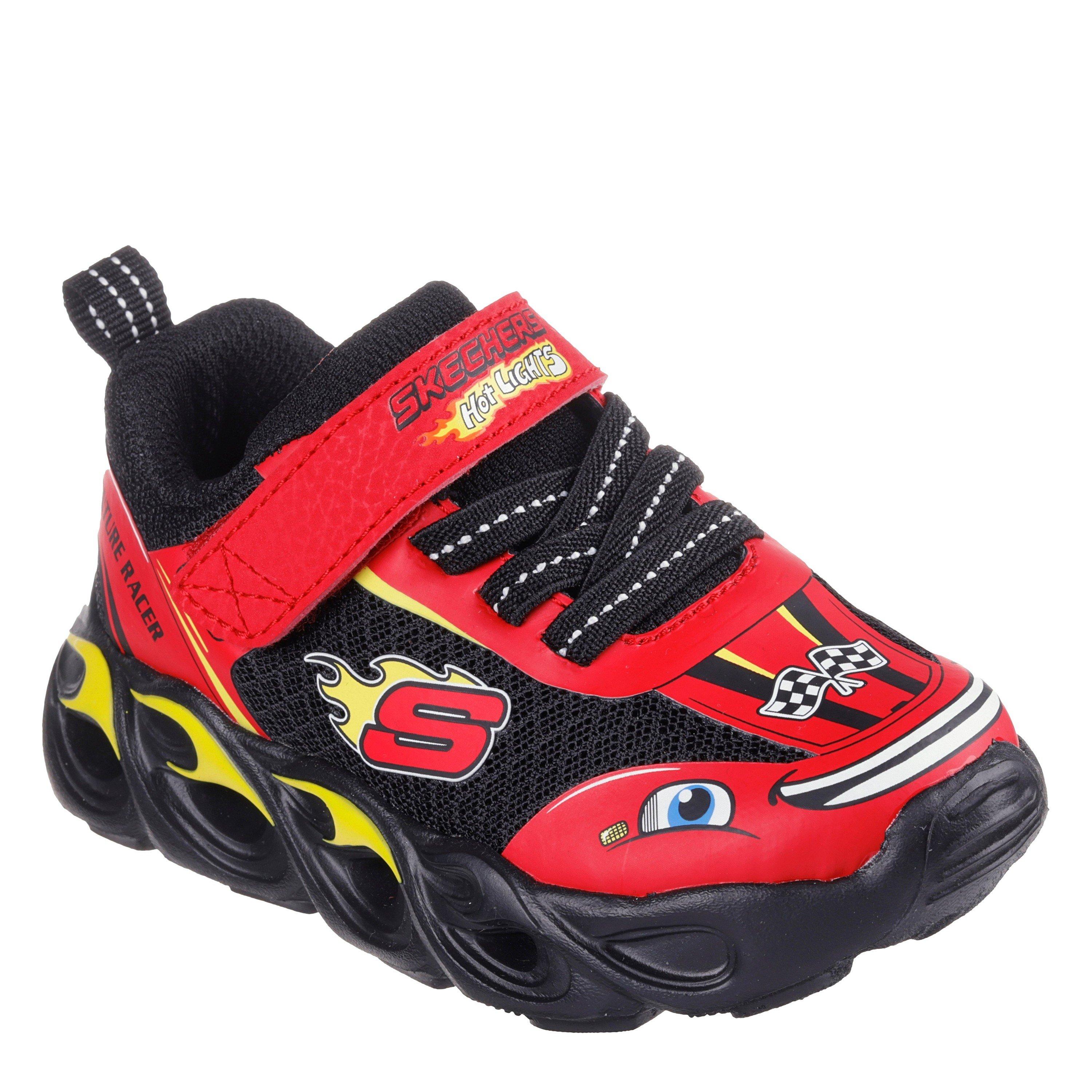 Red/Black - Skechers - Hot Lights Thematic Gore & Strap Sn Slip On Trainers Unisex Kids - 1
