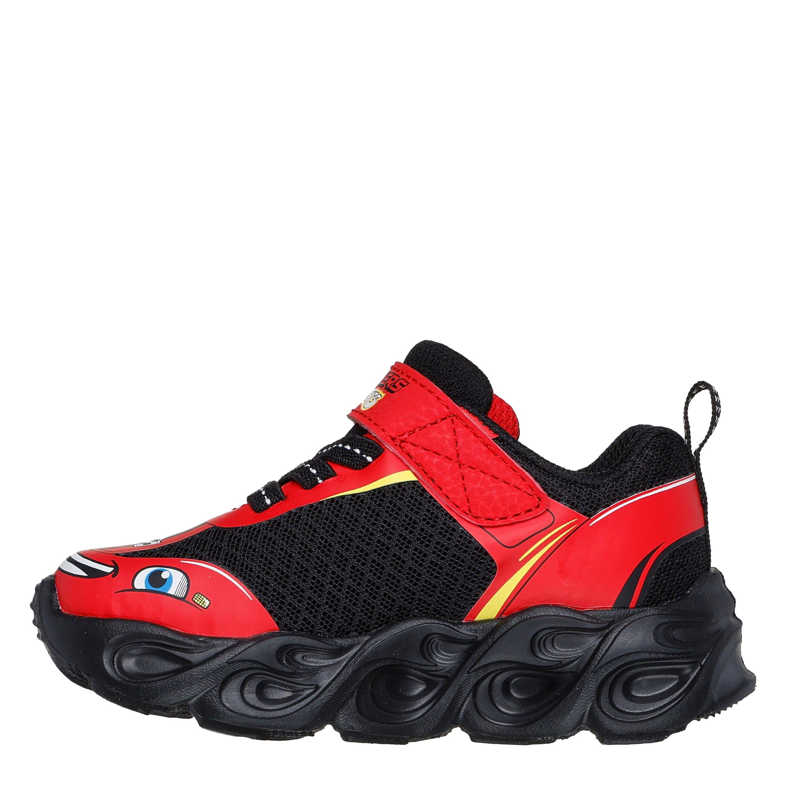 Red/Black - Skechers - Hot Lights Thematic Gore & Strap Sn Slip On Trainers Unisex Kids - 2