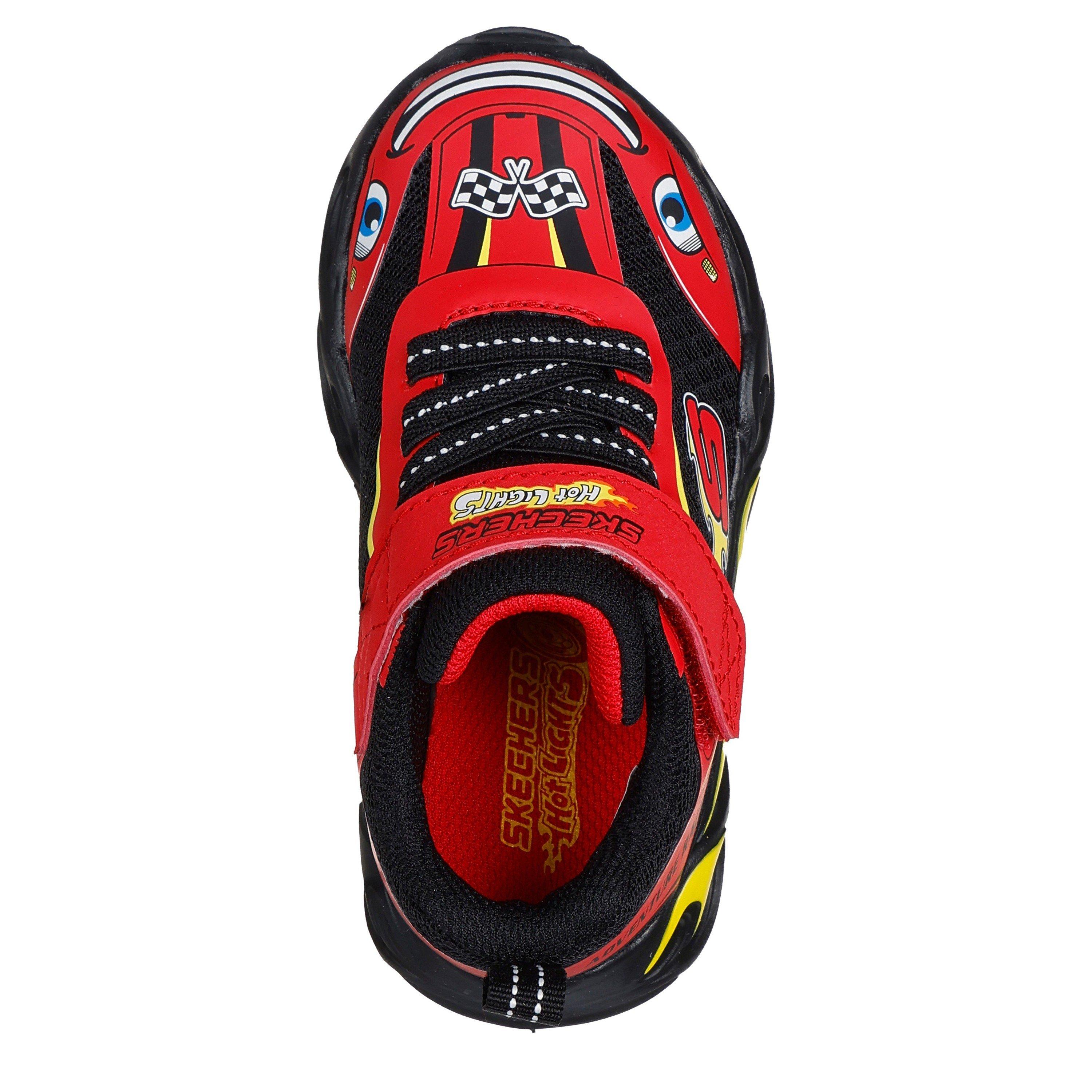 Red/Black - Skechers - Hot Lights Thematic Gore & Strap Sn Slip On Trainers Unisex Kids - 5