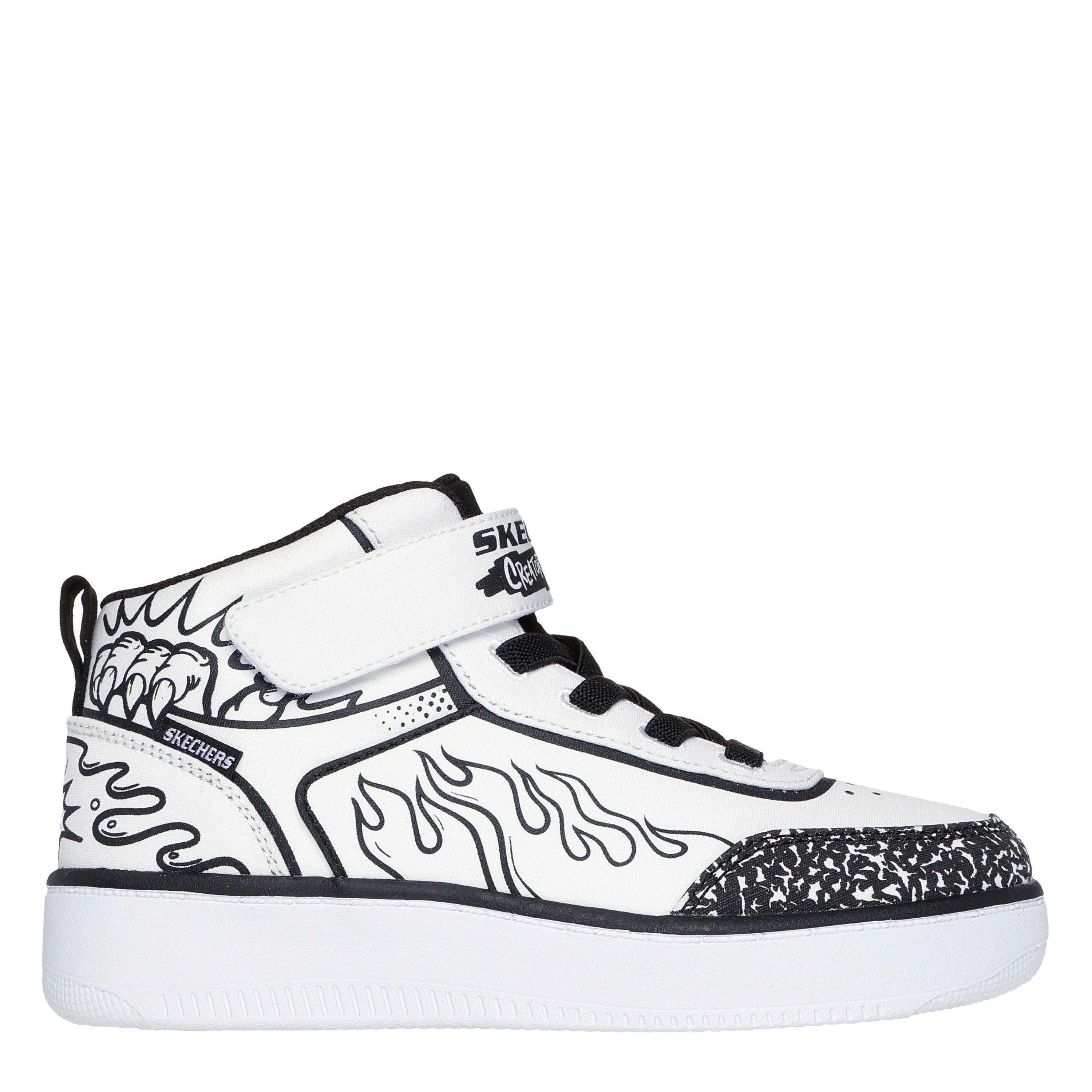Skechers  Kids High Top Gore & Strap Sneaker Low-Top Trainers - White/Black - C11 (28.5)