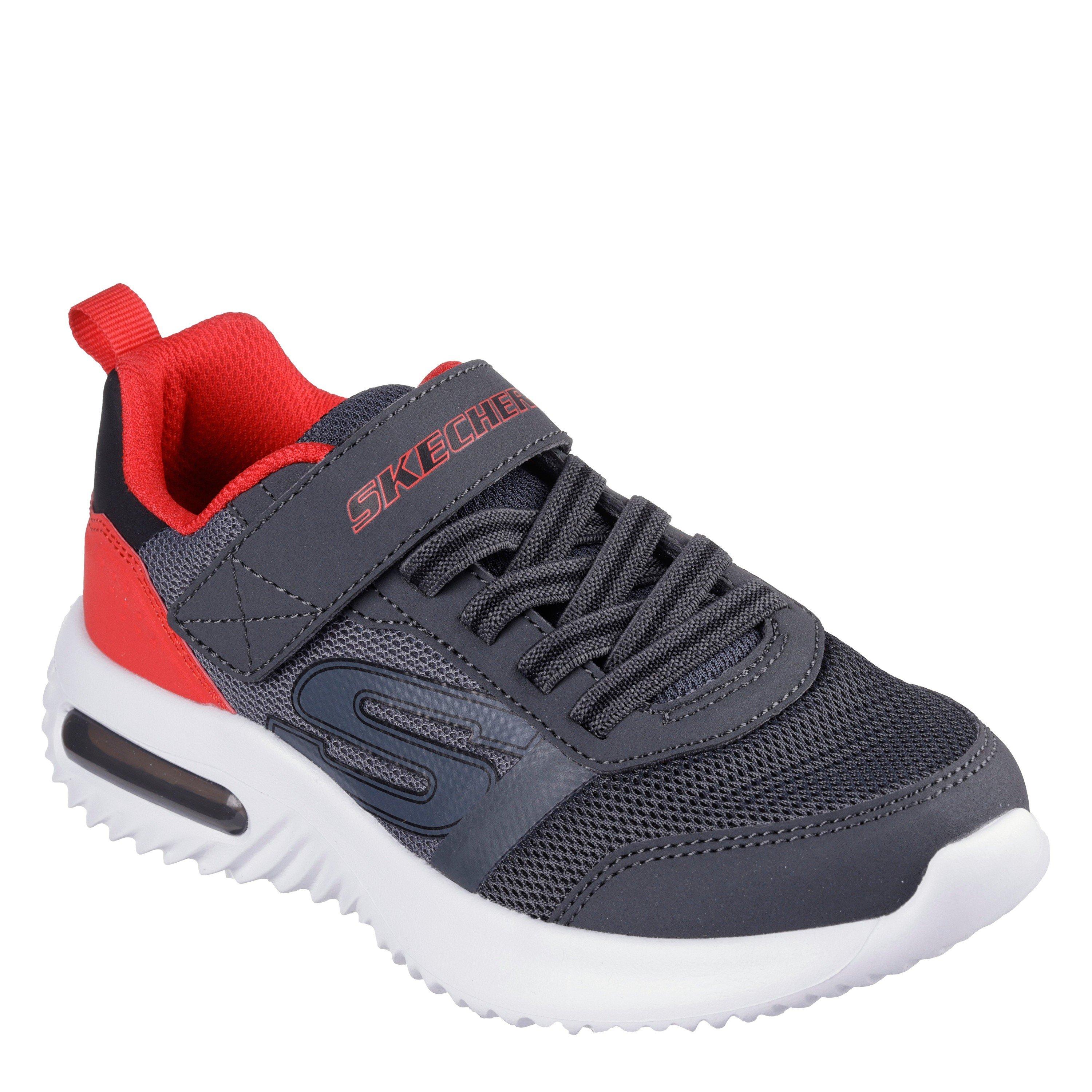 Charcoal/Red - Skechers - Bounder-Tech Slip On Trainers Unisex Kids - 3