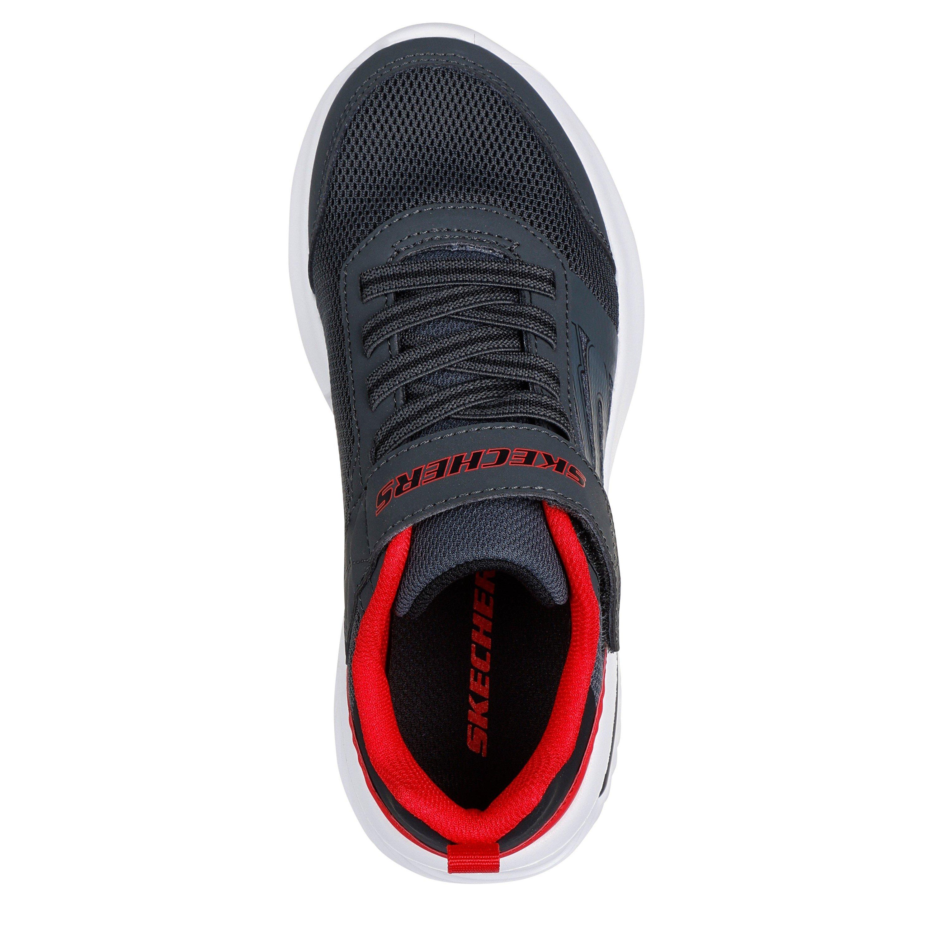 Charcoal/Red - Skechers - Bounder-Tech Slip On Trainers Unisex Kids - 4