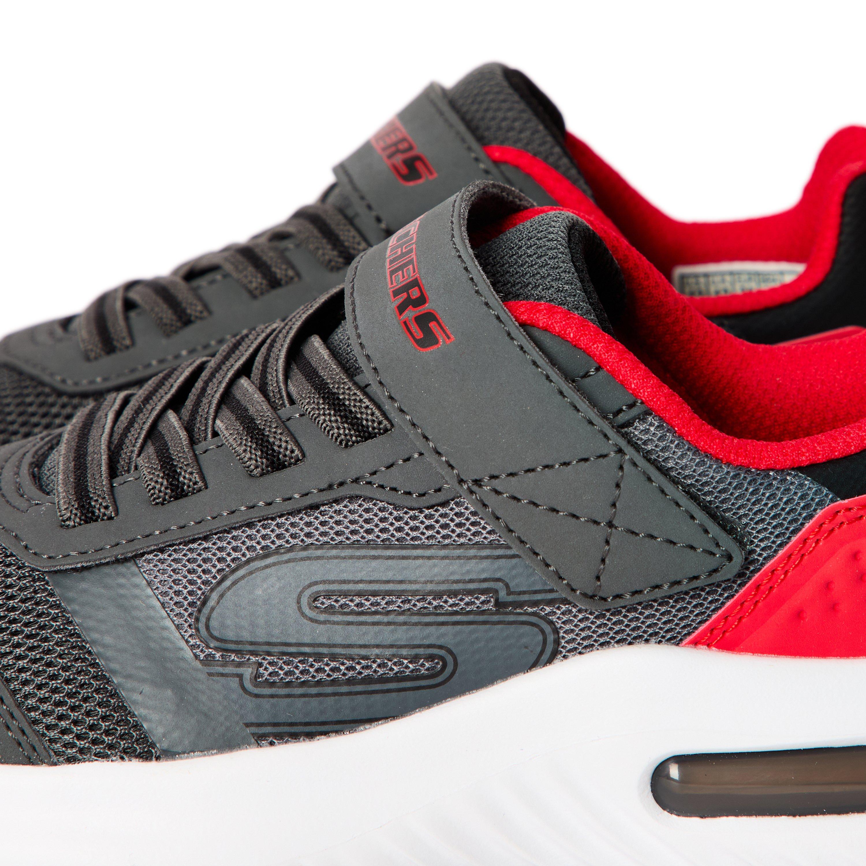 Charcoal/Red - Skechers - Bounder-Tech Slip On Trainers Unisex Kids - 3