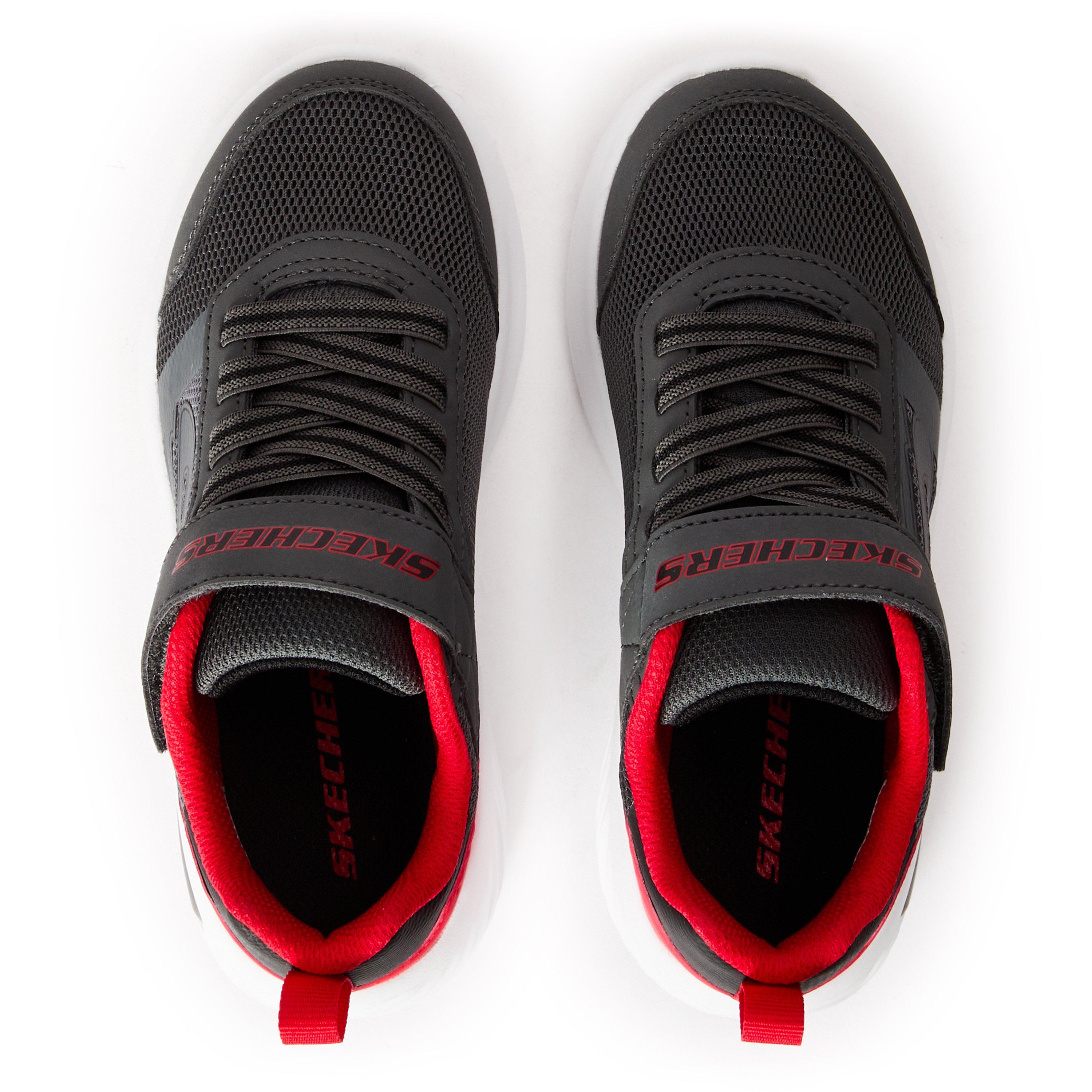 Charcoal/Red - Skechers - Bounder-Tech Slip On Trainers Unisex Kids - 4