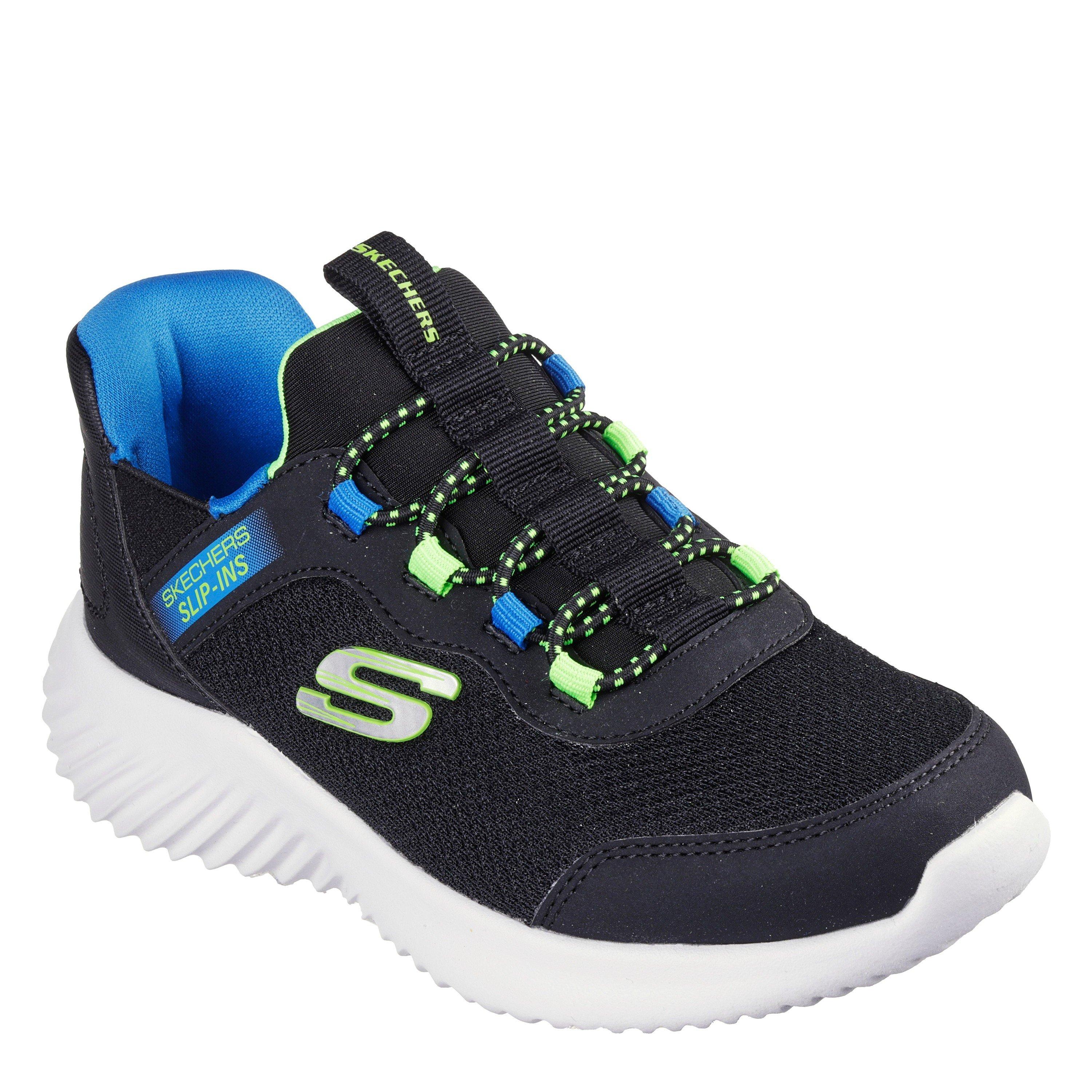 Black/Blue/Lime - Skechers - Bounder - Brisk-Burst Slip On Trainers Unisex Kids - 3