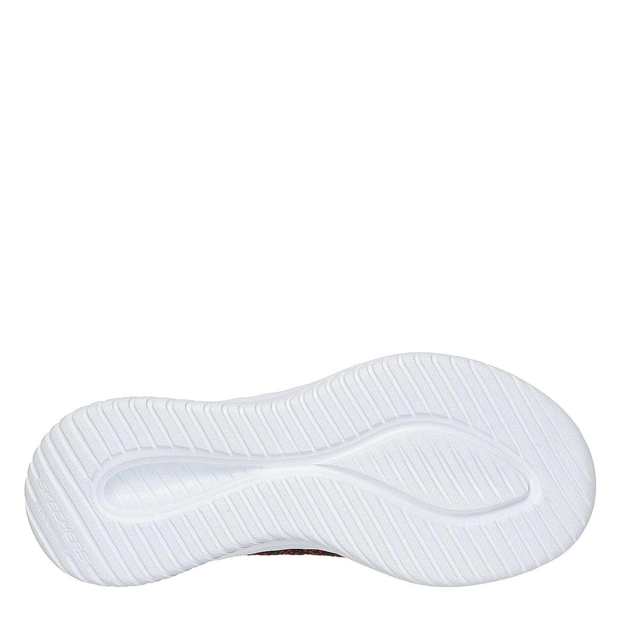 Charcoal/Red - Skechers - Slip-Ins Stretch Knit Sneaker W Air Slip On Trainers Unisex Kids - 4