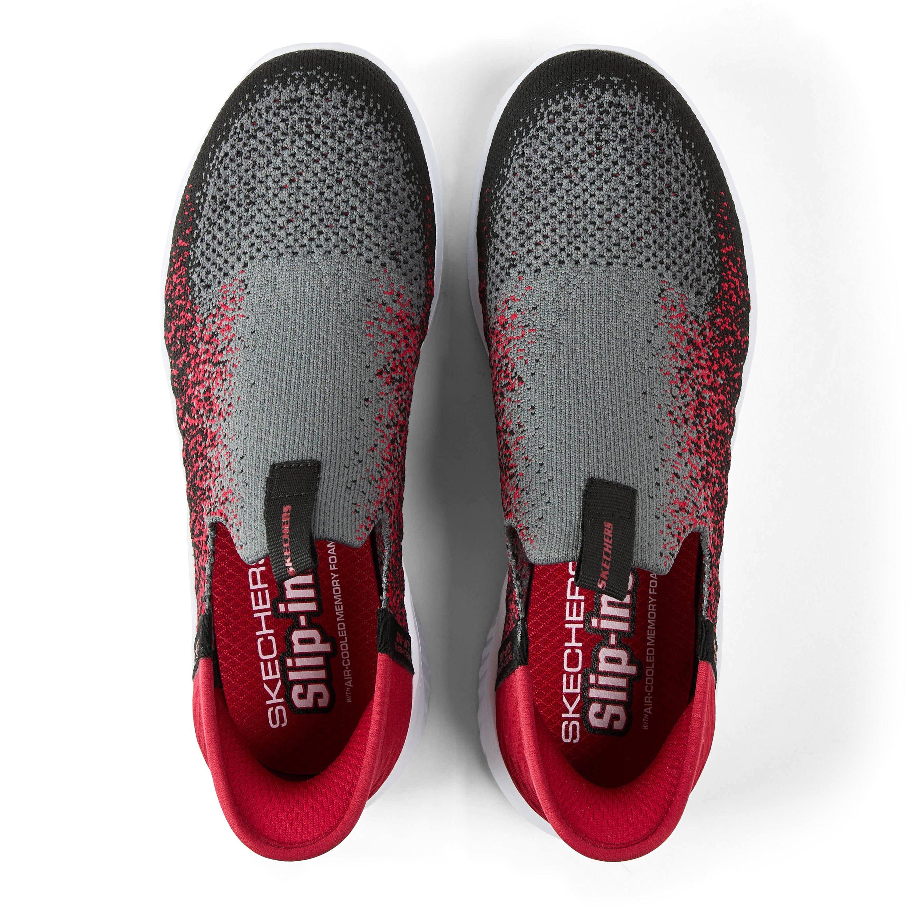 Kohle/Rot - Skechers - Slip-Ins Stretch Knit Sneaker W Air Slip On Trainers Unisex Kids - 4