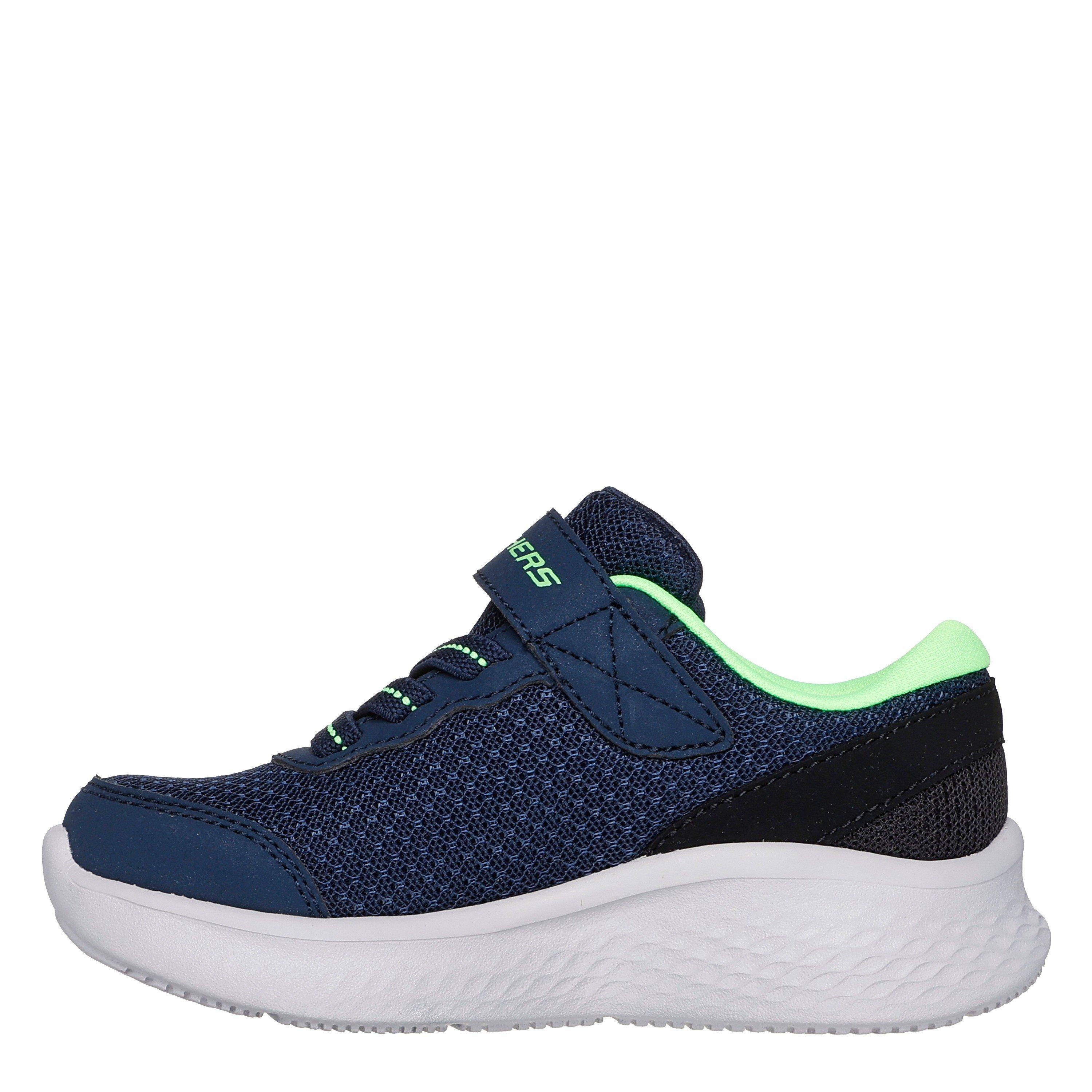 Navy/Lime - Skechers - Lightweight Gore & Strap Toddler Sn Slip On Trainers Unisex Kids - 2