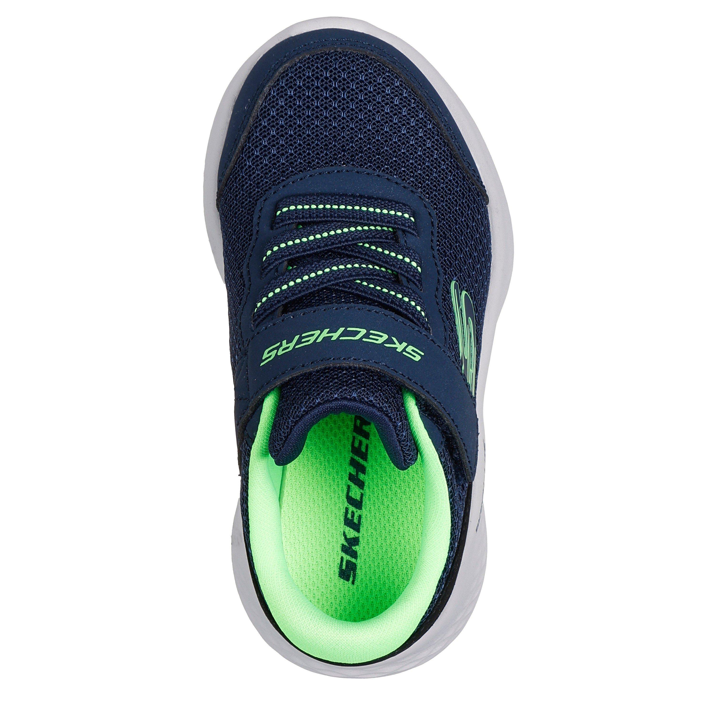 Navy/Lime - Skechers - Lightweight Gore & Strap Toddler Sn Slip On Trainers Unisex Kids - 5