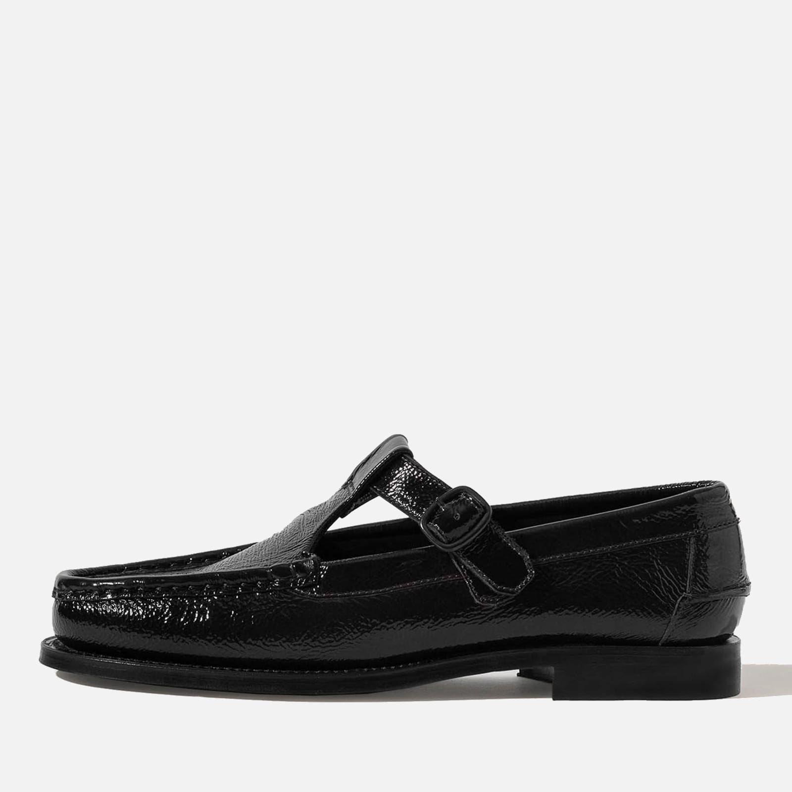 Black - Hereu - Alber Crinkled Glossy Leather Flats - 1