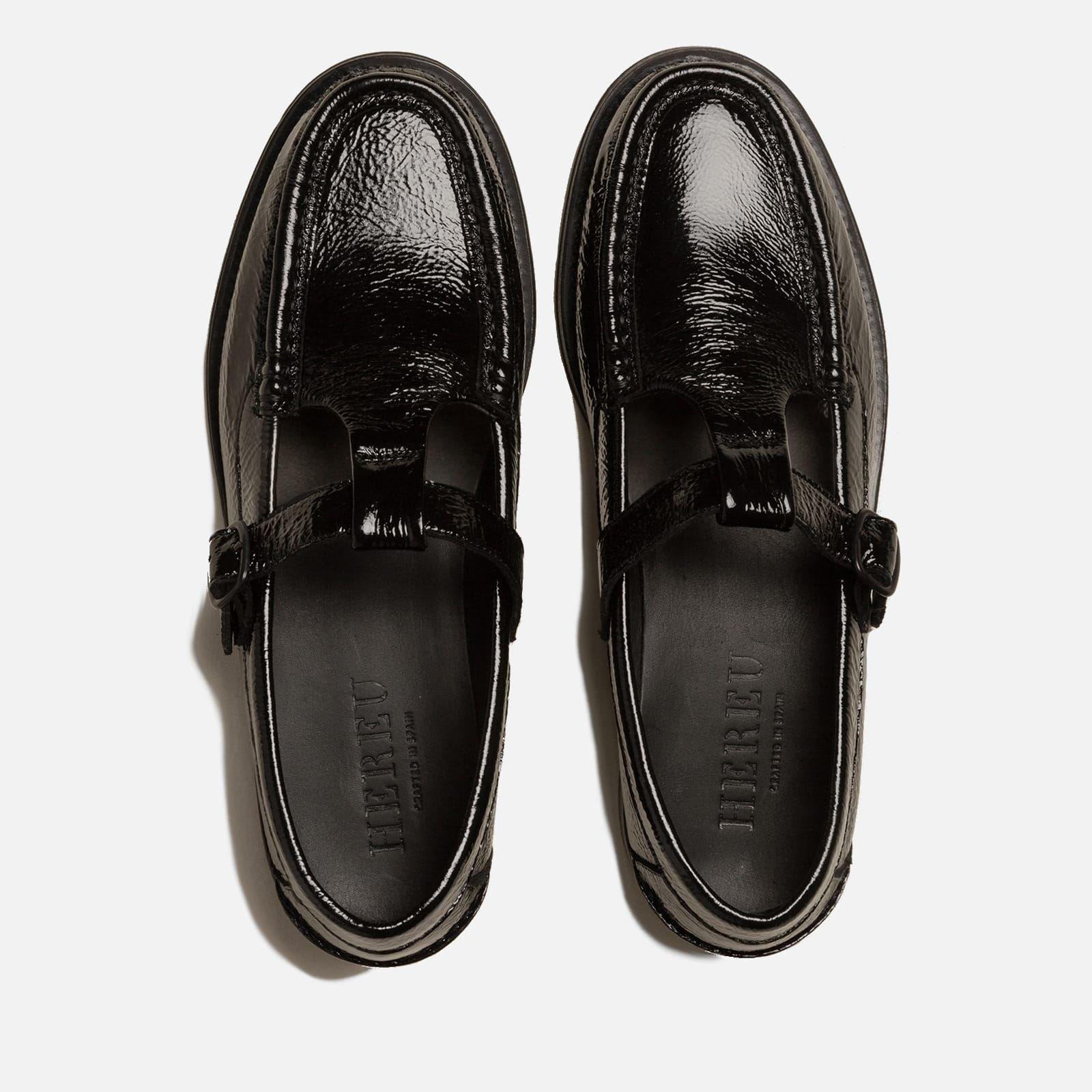 Black - Hereu - Alber Crinkled Glossy Leather Flats - 2