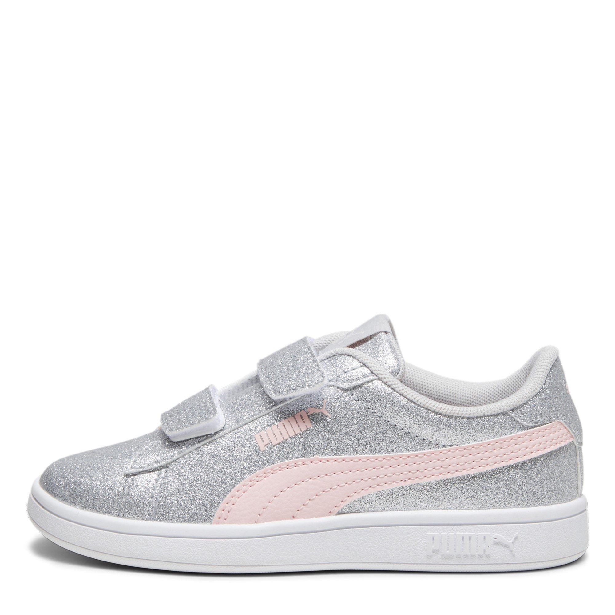 Grey/Pink - Puma - Smash 3.0 Glitz Glam V Child Girl Trainers - 2