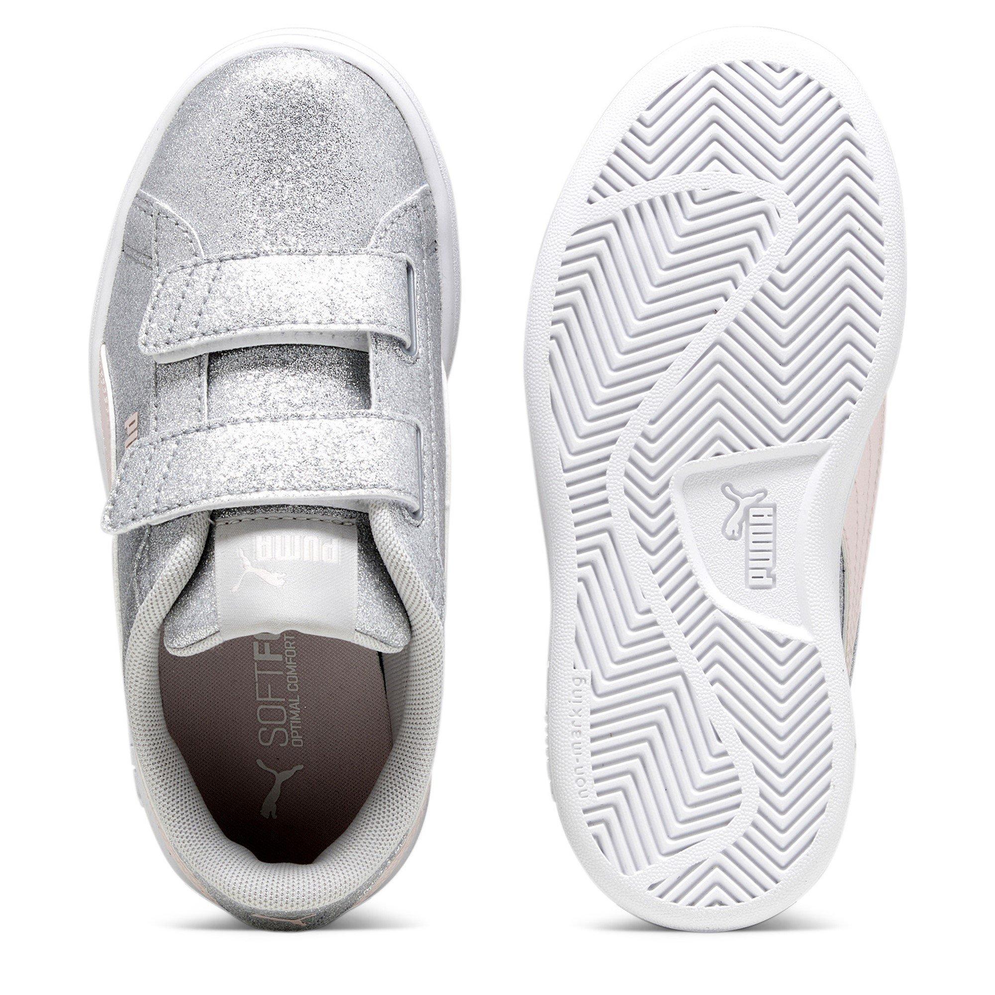 Grey/Pink - Puma - Smash 3.0 Glitz Glam V Child Girl Trainers - 3