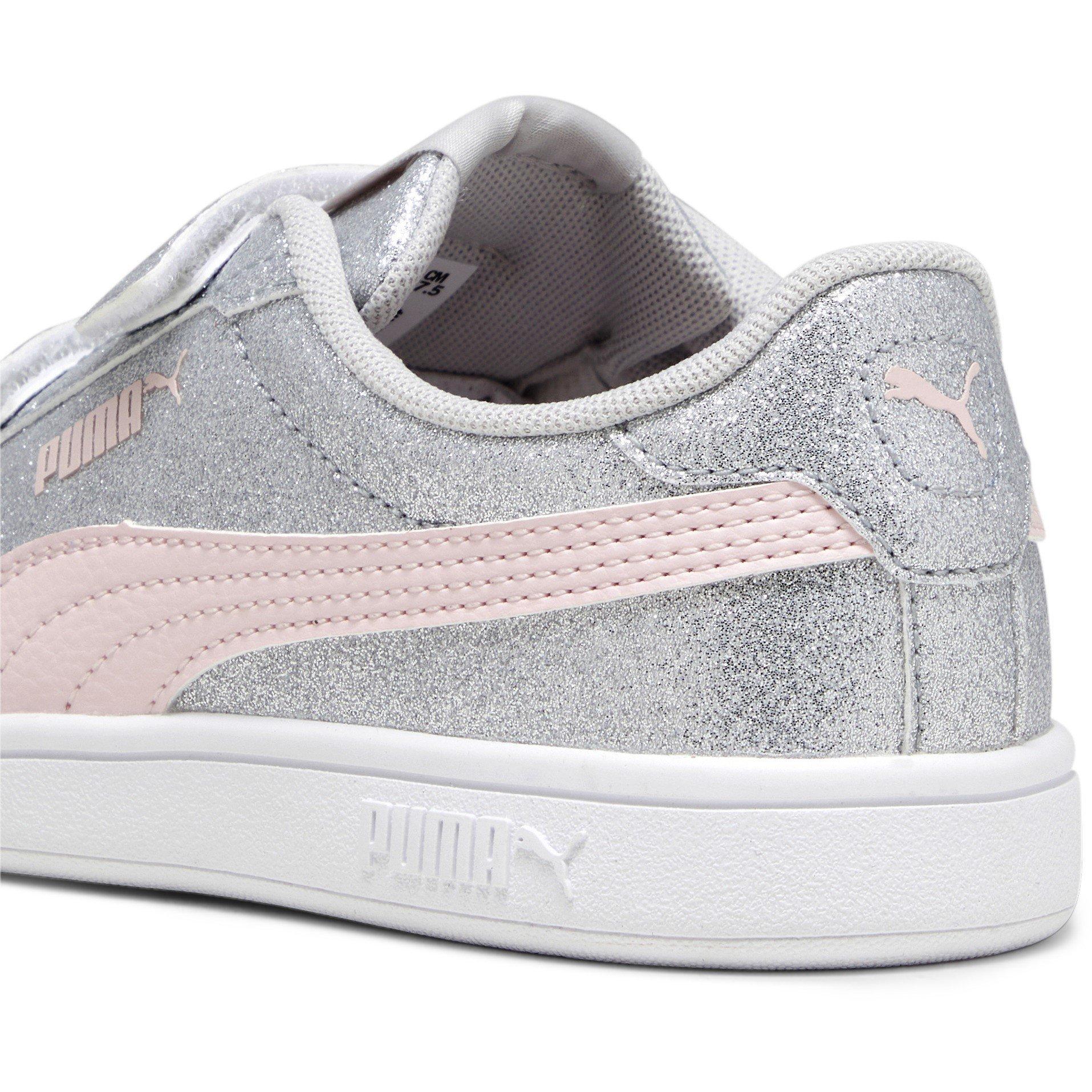 Grey/Pink - Puma - Smash 3.0 Glitz Glam V Child Girl Trainers - 5