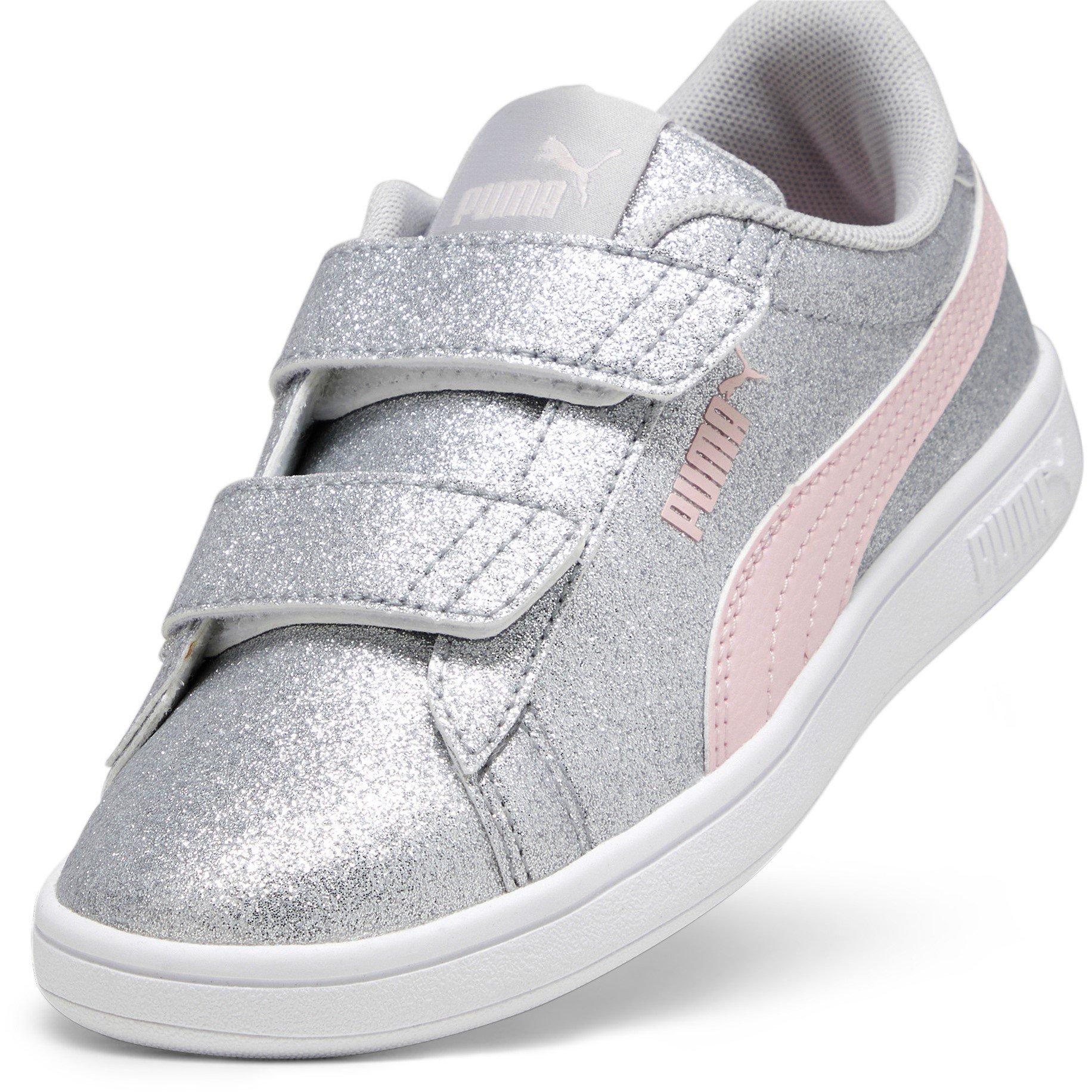 Grey/Pink - Puma - Smash 3.0 Glitz Glam V Child Girl Trainers - 6
