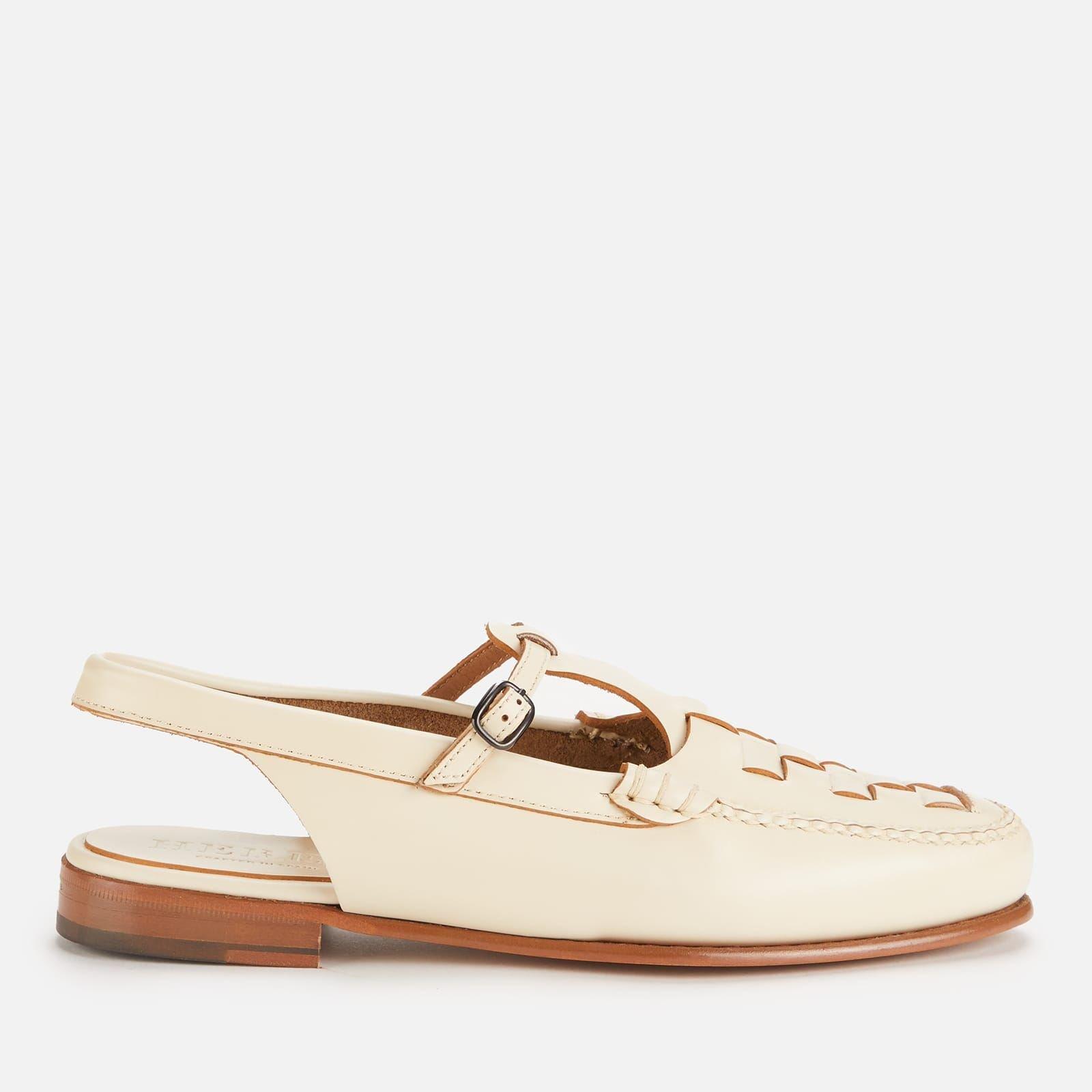 Cream - Hereu - Roqueta Leather T-Bar Sling Back Flats - 1