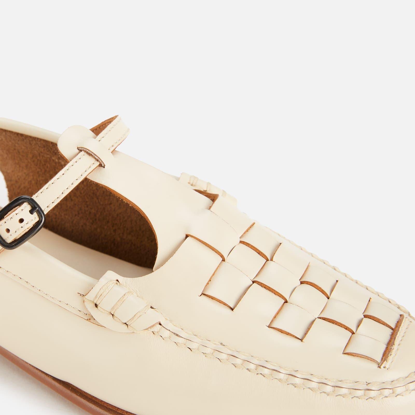 Cream - Hereu - Roqueta Leather T-Bar Sling Back Flats - 3