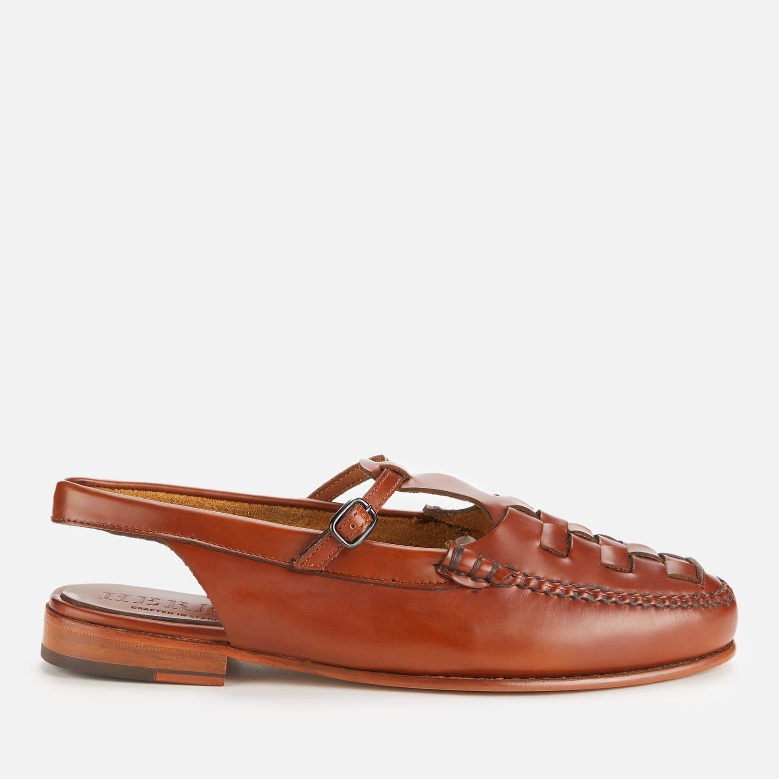 Tan - Hereu - Roqueta Leather T-Bar Sling Back Flats - 1