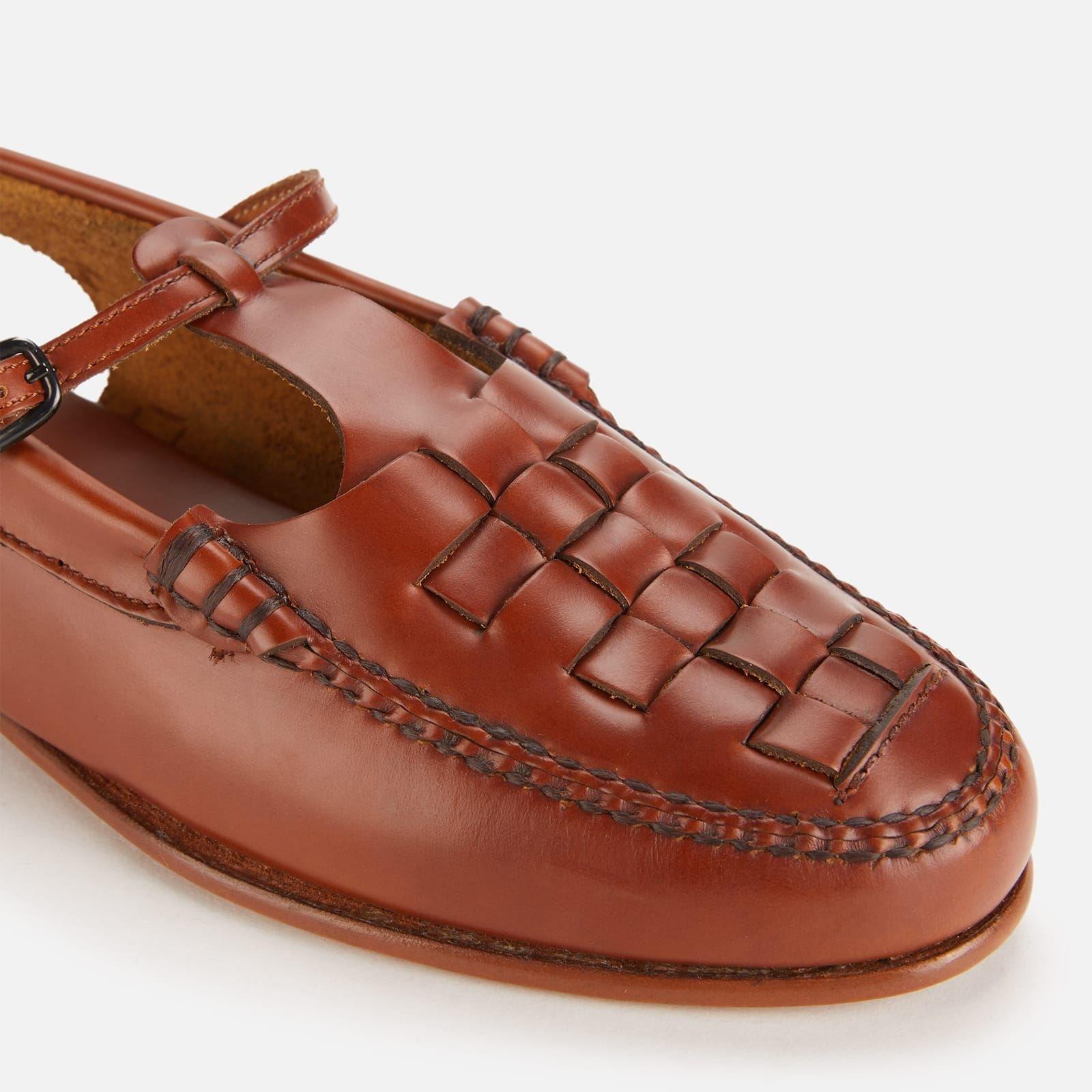 Tan - Hereu - Roqueta Leather T-Bar Sling Back Flats - 4