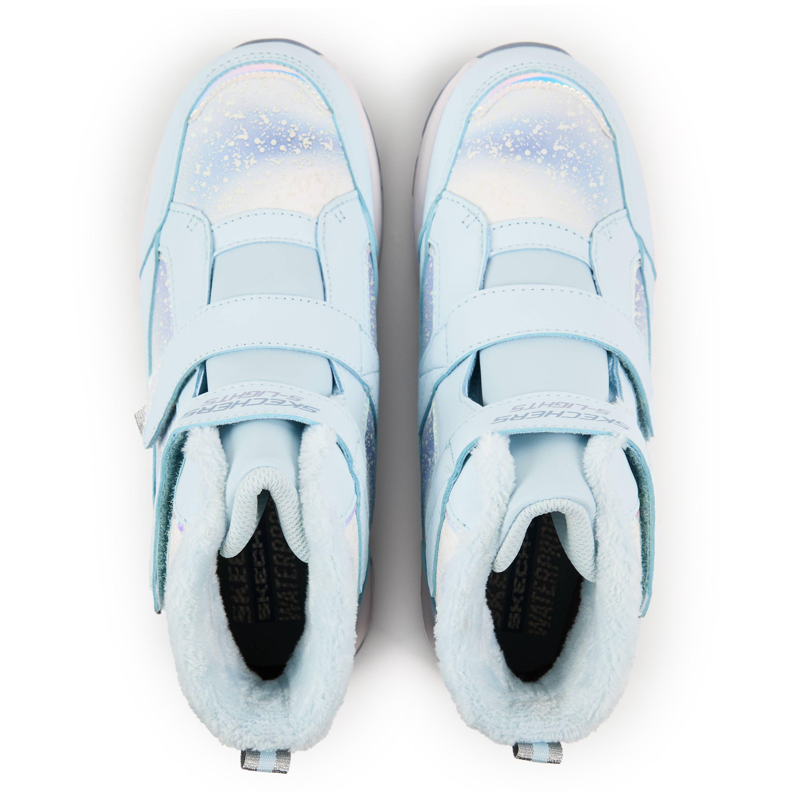 Azzurro Chiaro - Skechers - Double Strap Lighted Waterproof Mid Walking Shoes Unisex Kids - 4