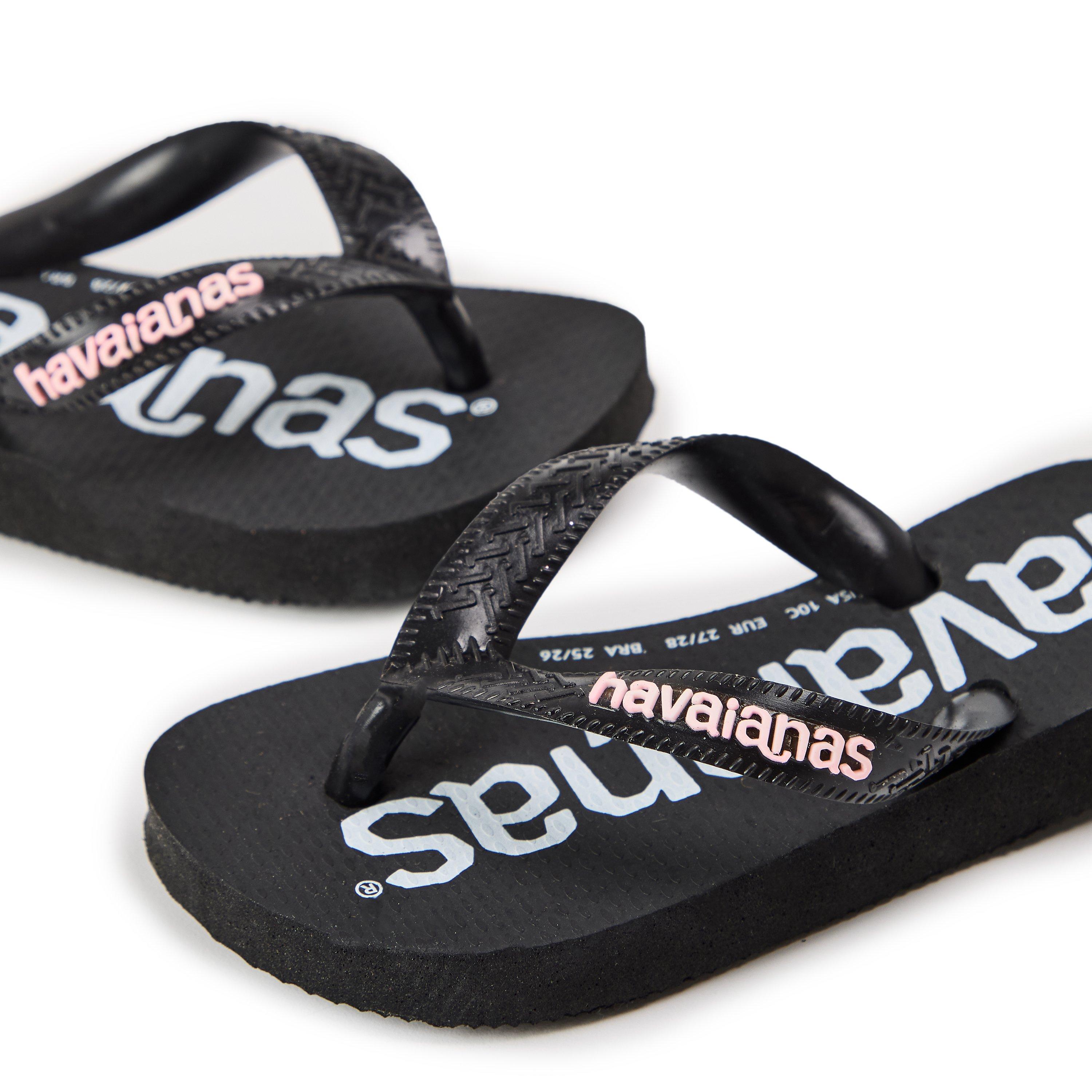 Black - Havaianas - Hav. Top Logomania Black 25/26 Flip Flops Unisex Kids - 3