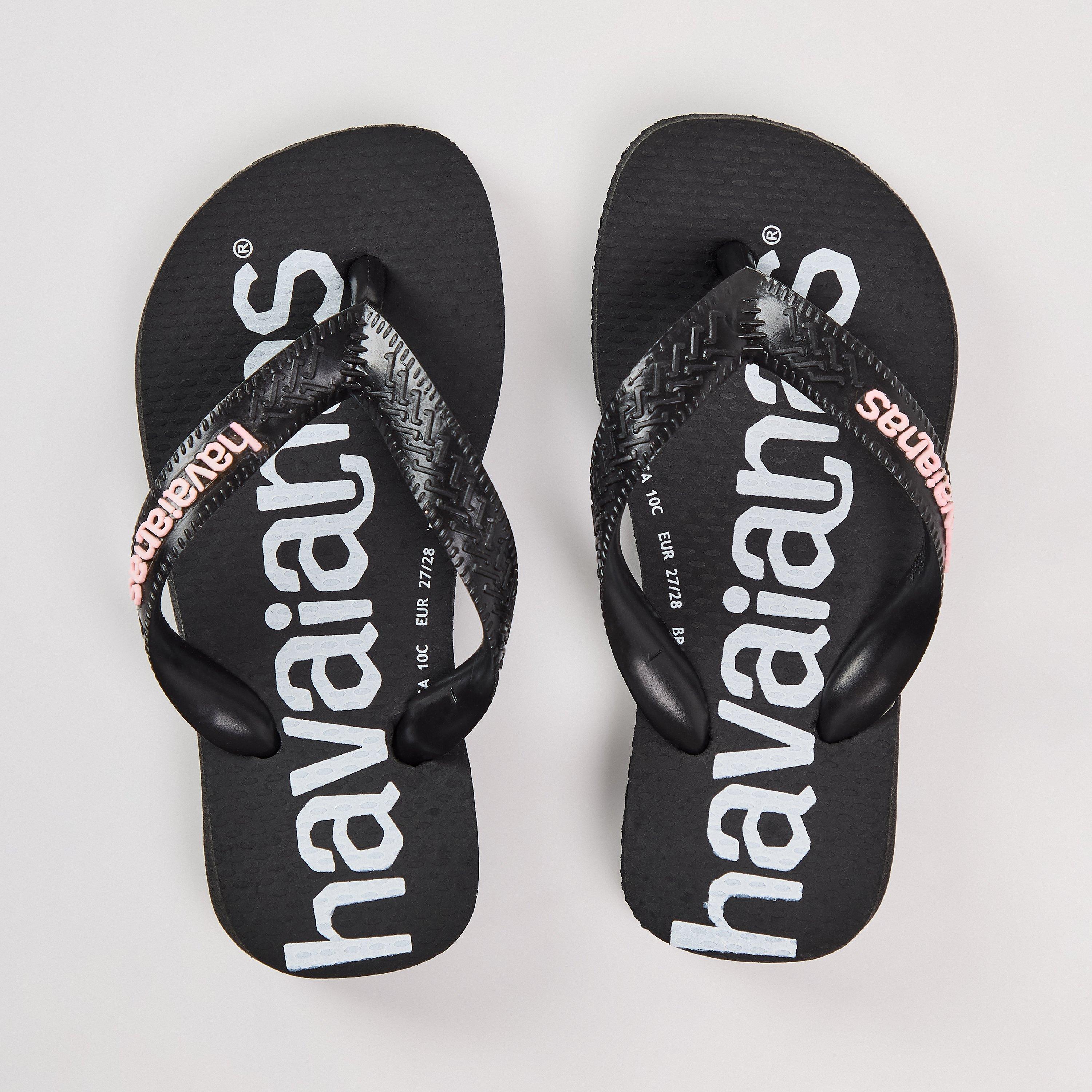 Black - Havaianas - Hav. Top Logomania Black 25/26 Flip Flops Unisex Kids - 3