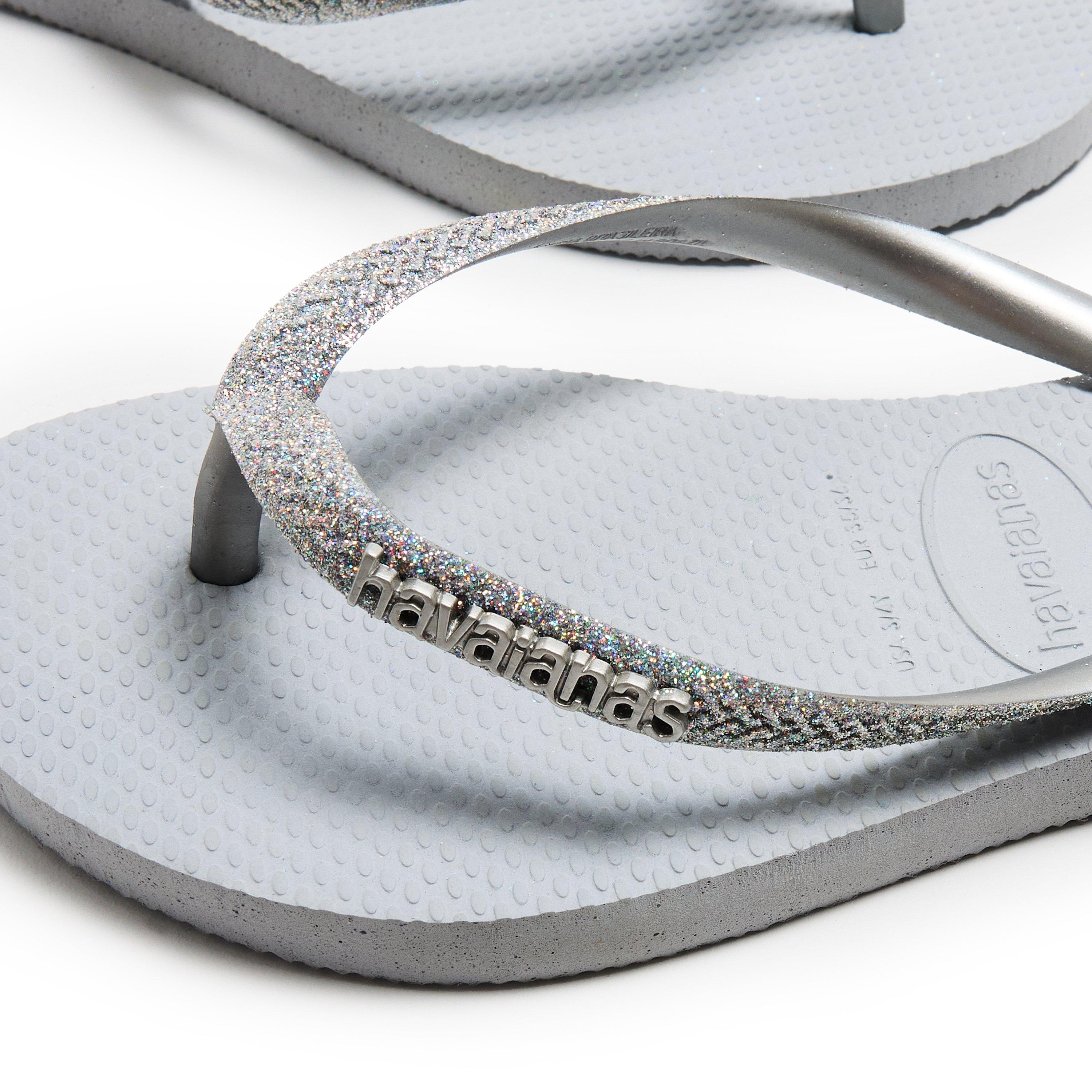 Ice Grey - Havaianas - Unisex Kids Slim Glitter II Beige Flip Flops - 3