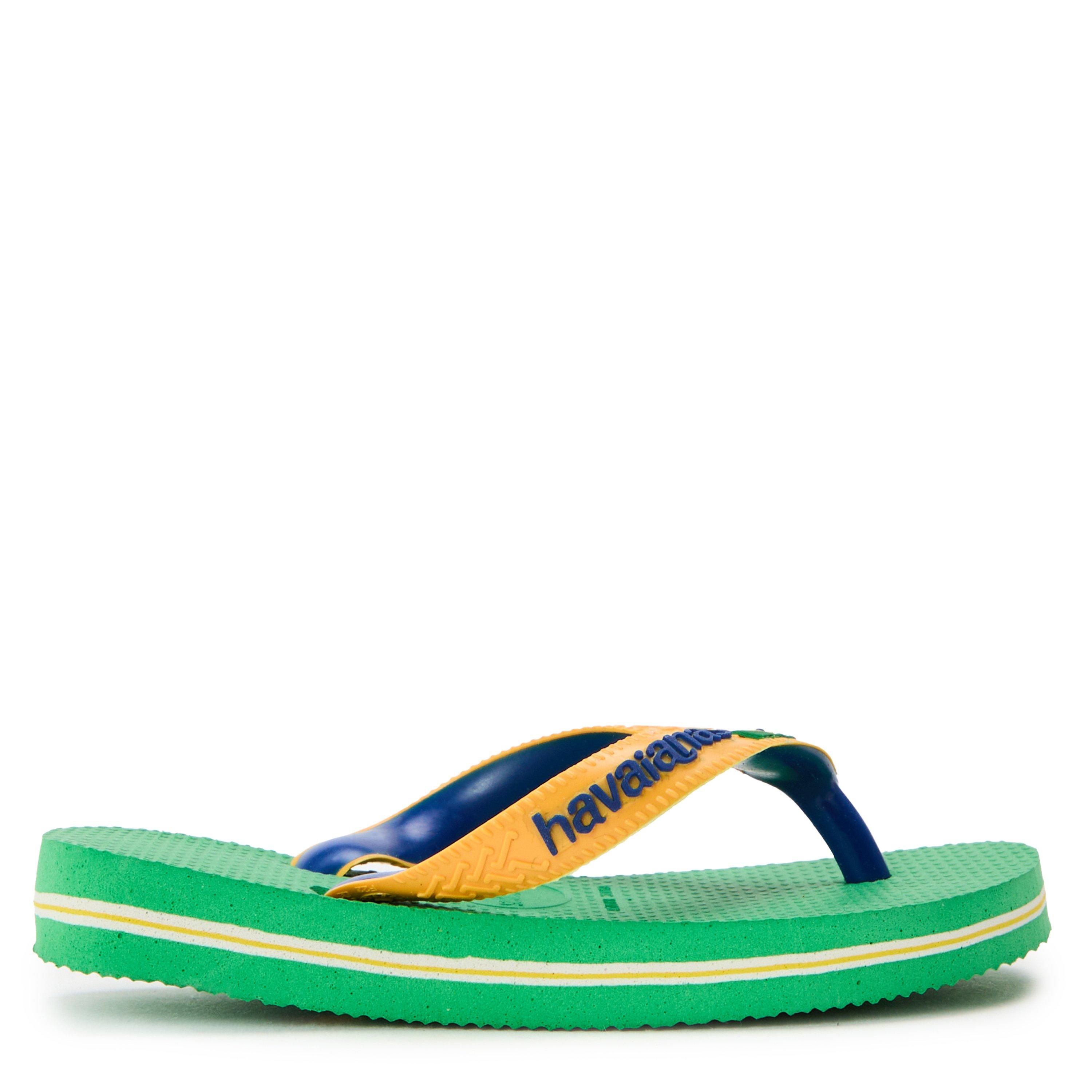 Leaf Green/Blue - Havaianas - Kids' Brasil Mix Leaf Green/Marine Flip Flops - 1