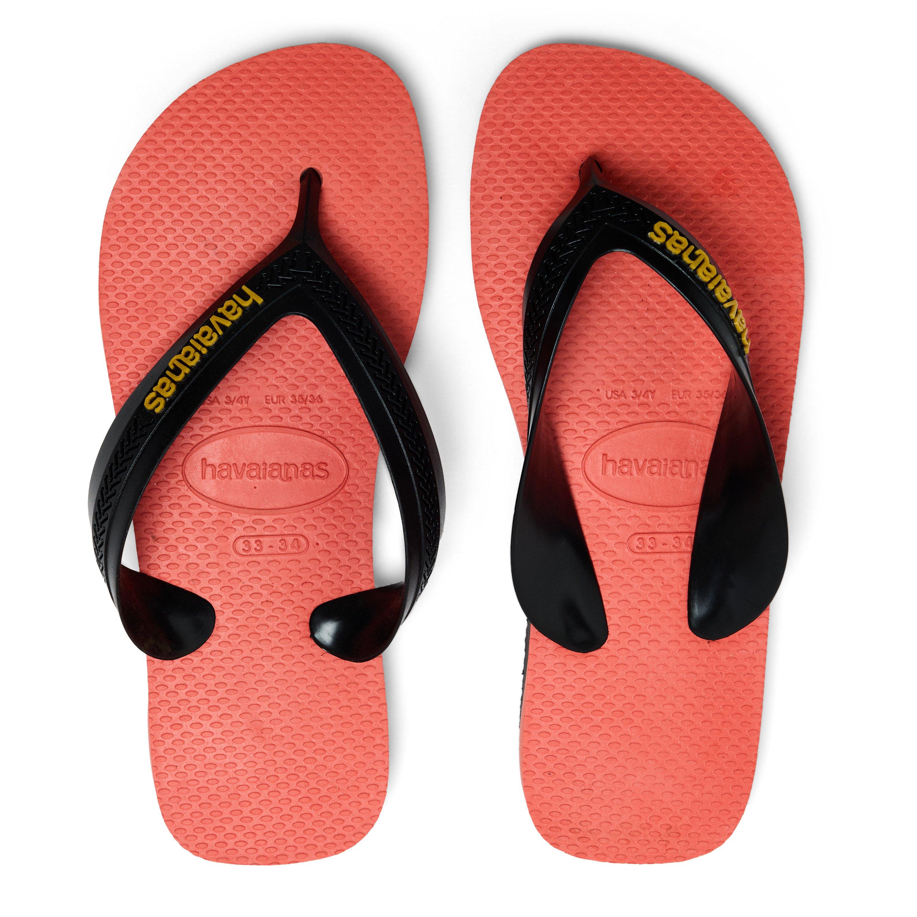 Salmon - Havaianas - Hav. Kids Max Leaf Green 33/34 Flip Flops Girls - 3