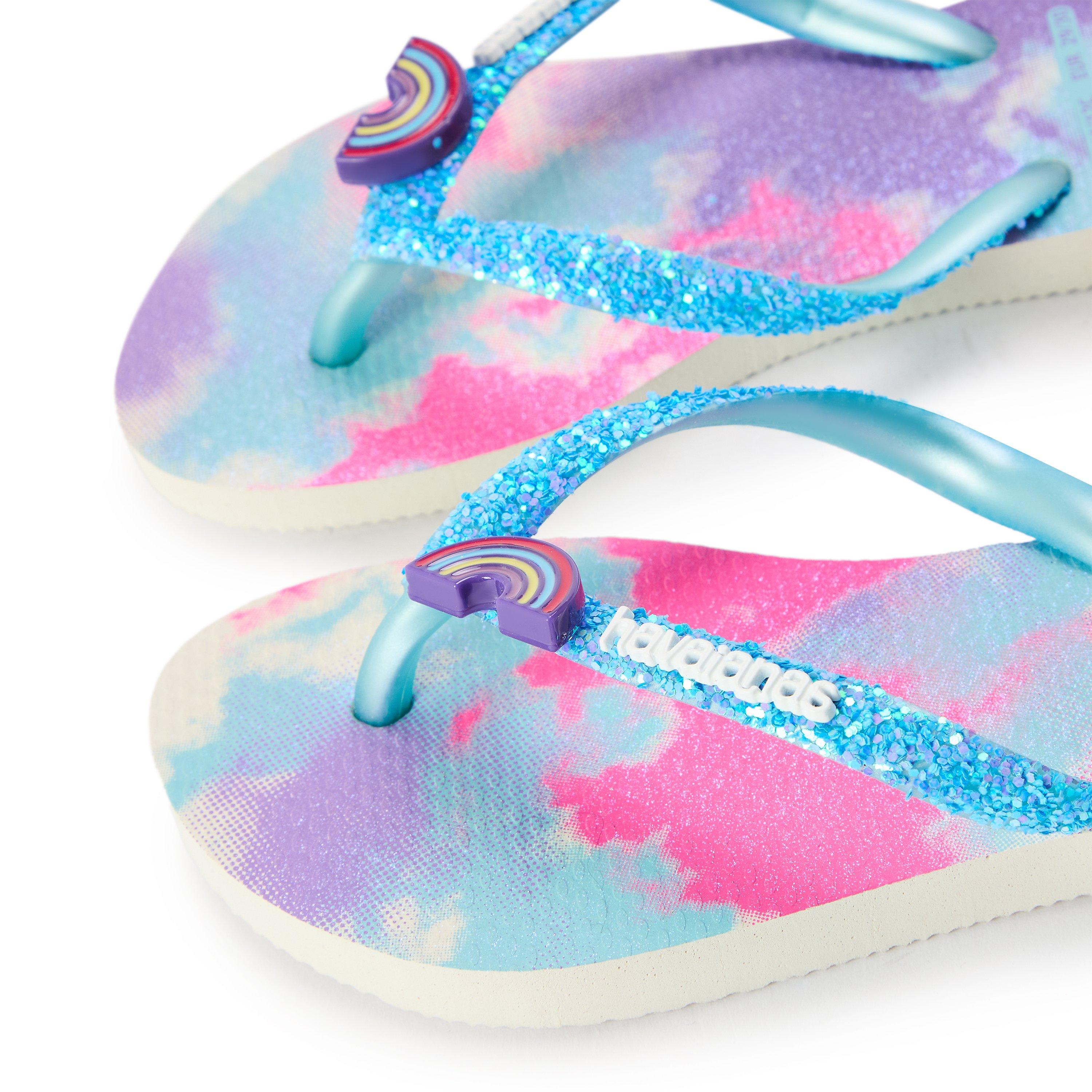Branco/Azul - Havaianas - Hav. Kids Slim Glitter Trendy Pink Flip Flops Unisex - 3