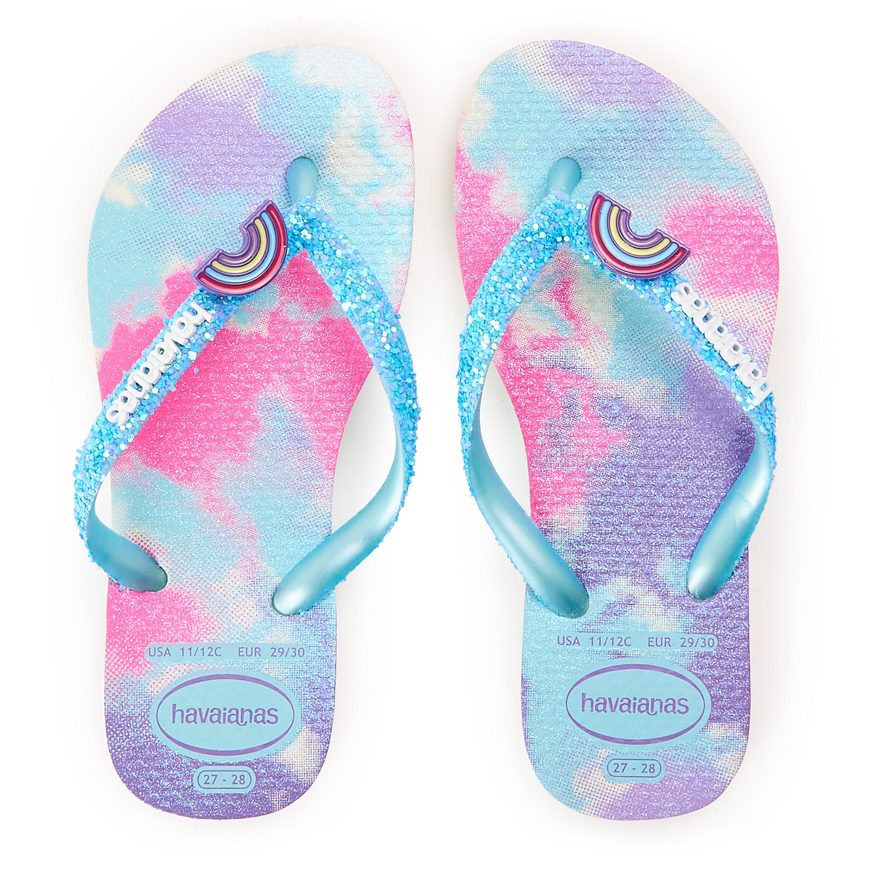 Branco/Azul - Havaianas - Hav. Kids Slim Glitter Trendy Pink Flip Flops Unisex - 4