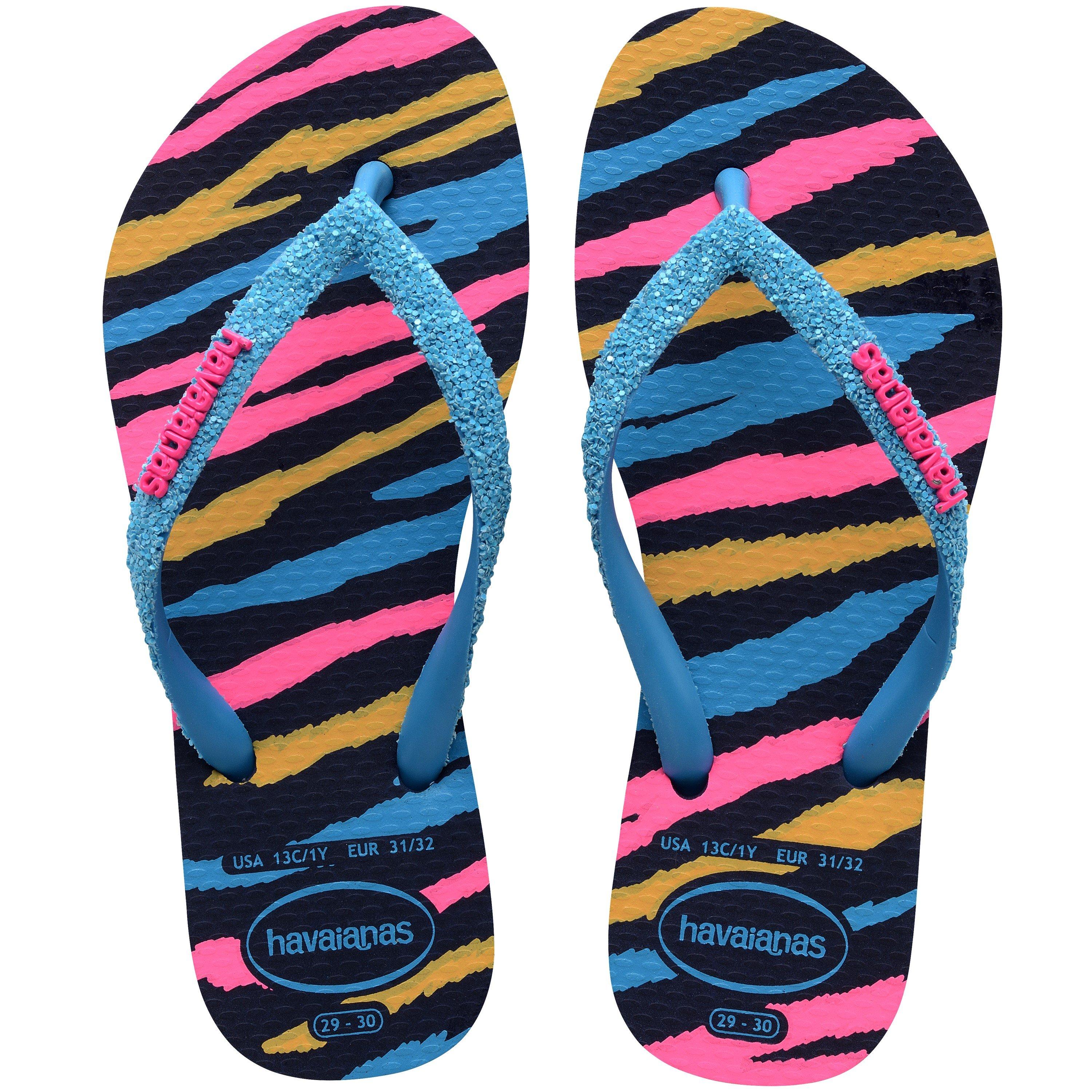 Navy Blue - Havaianas - Hav. Kids Slim Glitter Trendy Pink Flip Flops Unisex - 4