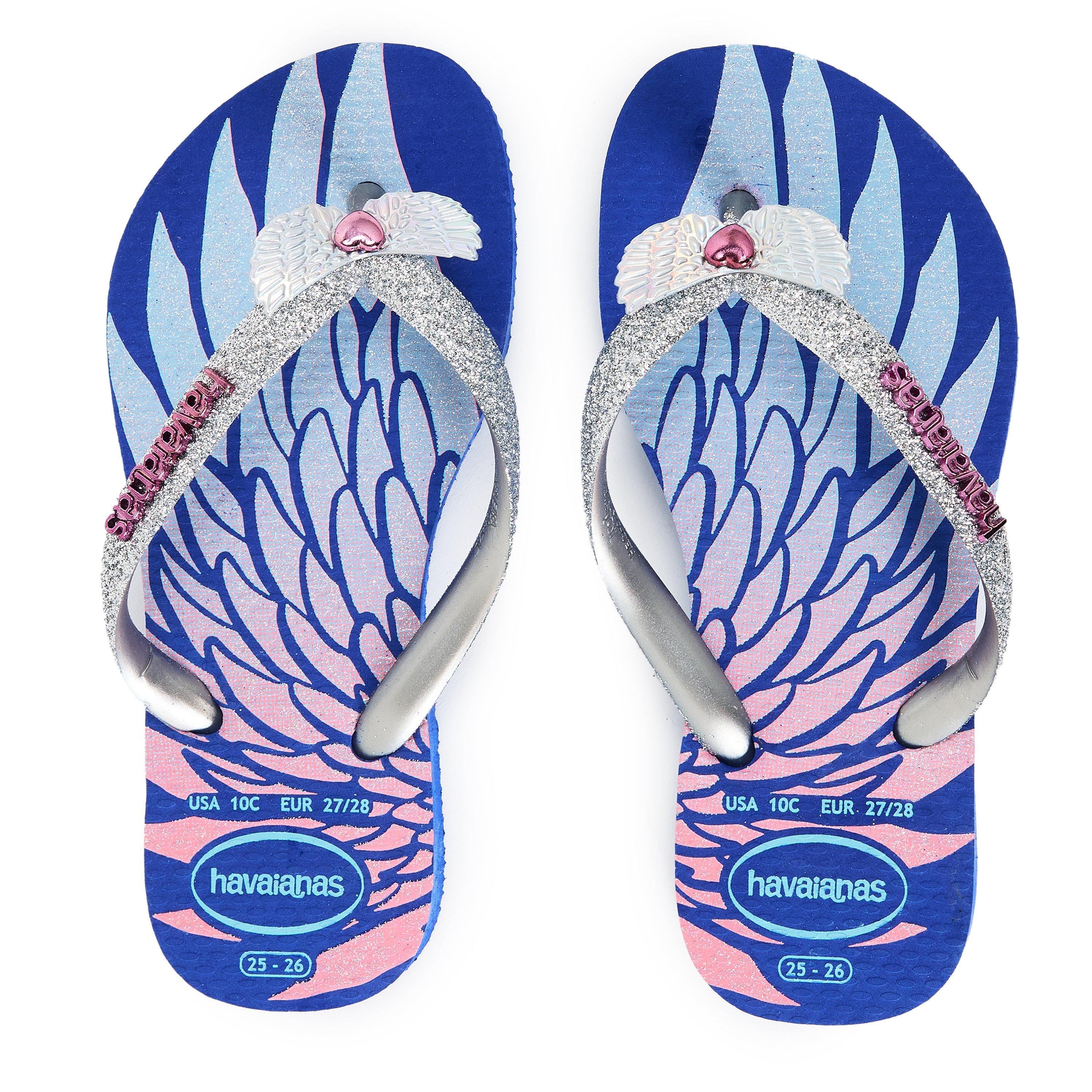 Marineblau - Havaianas - Unisex Kids Slim Glitter Pink Flip Flops - 4