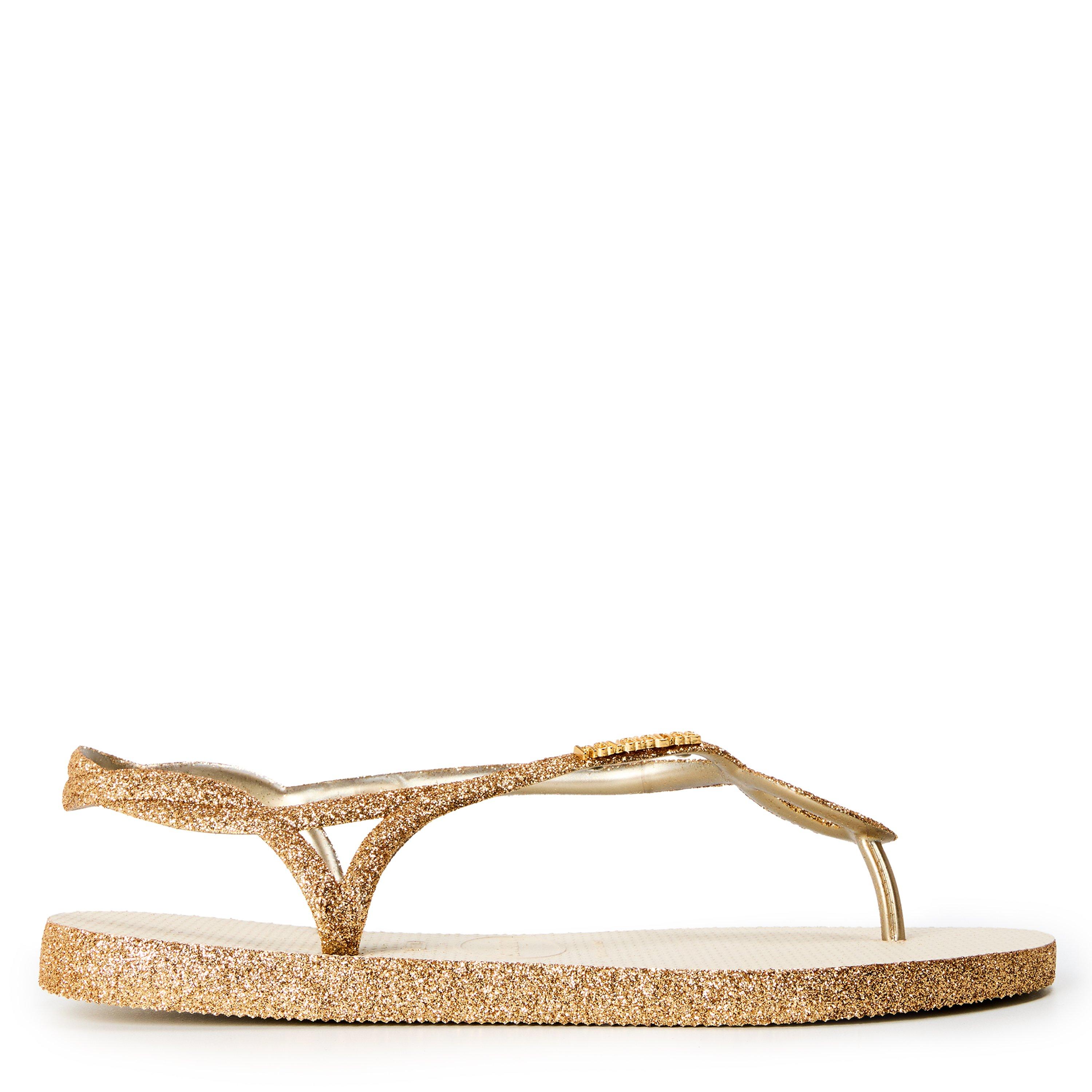 Beige - Havaianas - Hav. Luna Sparkle Beige 33/34 Flip Flops Girls - 1