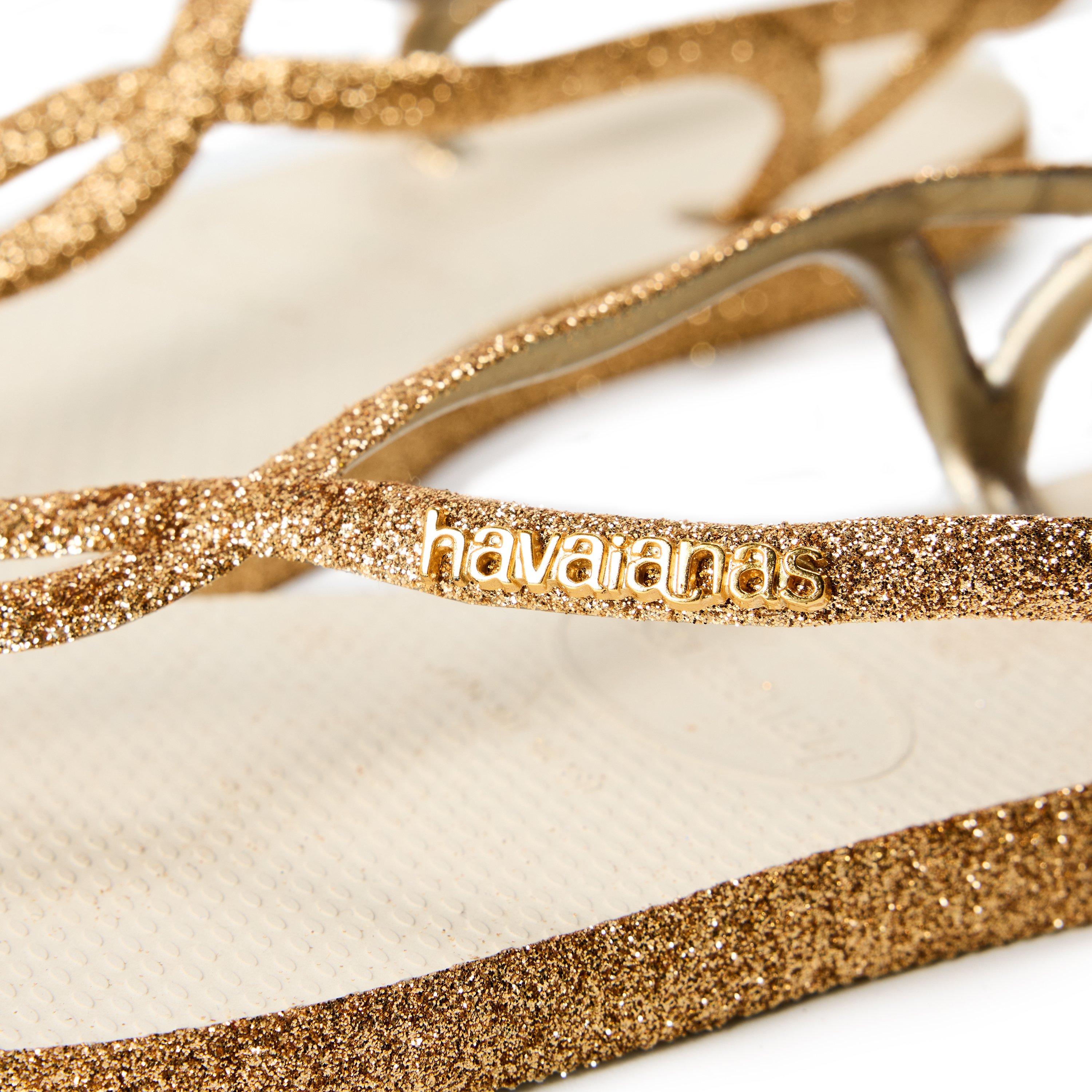 Beige - Havaianas - Hav. Luna Sparkle Beige 33/34 Flip Flops Girls - 3