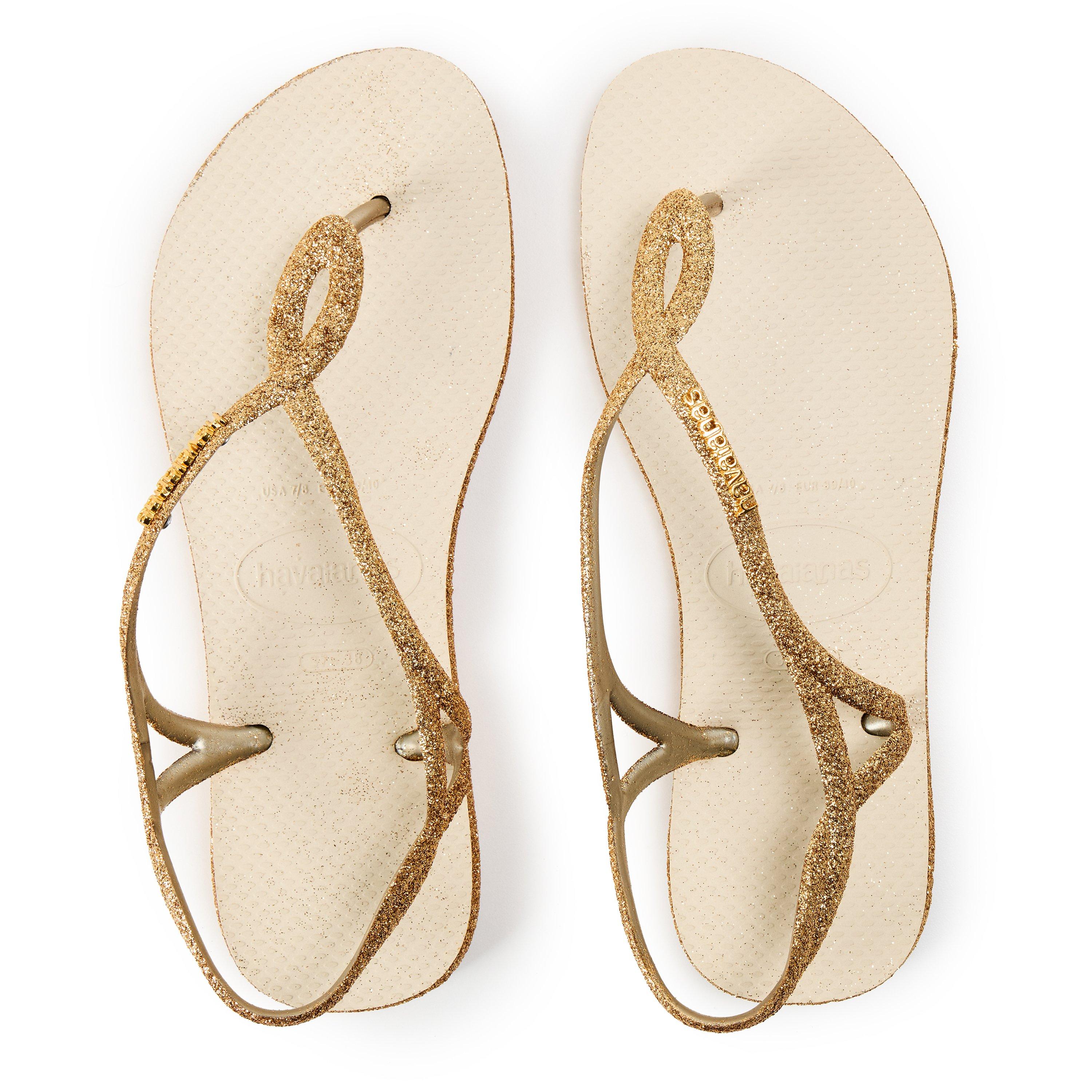 Beige - Havaianas - Hav. Luna Sparkle Beige 33/34 Flip Flops Girls - 4