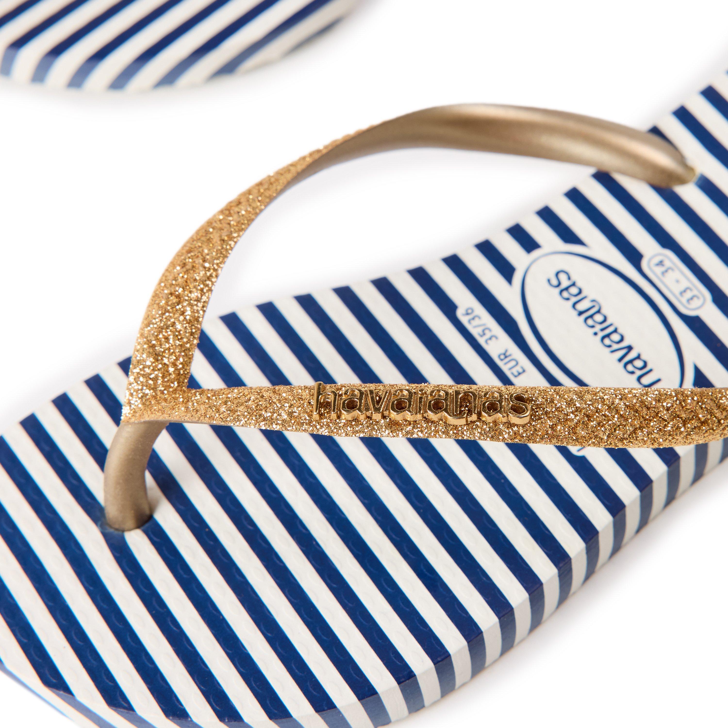 Blanc/Sable - Havaianas - Hav. Slim Glitter Stripes White/San Flip Flops Unisex Kids - 3