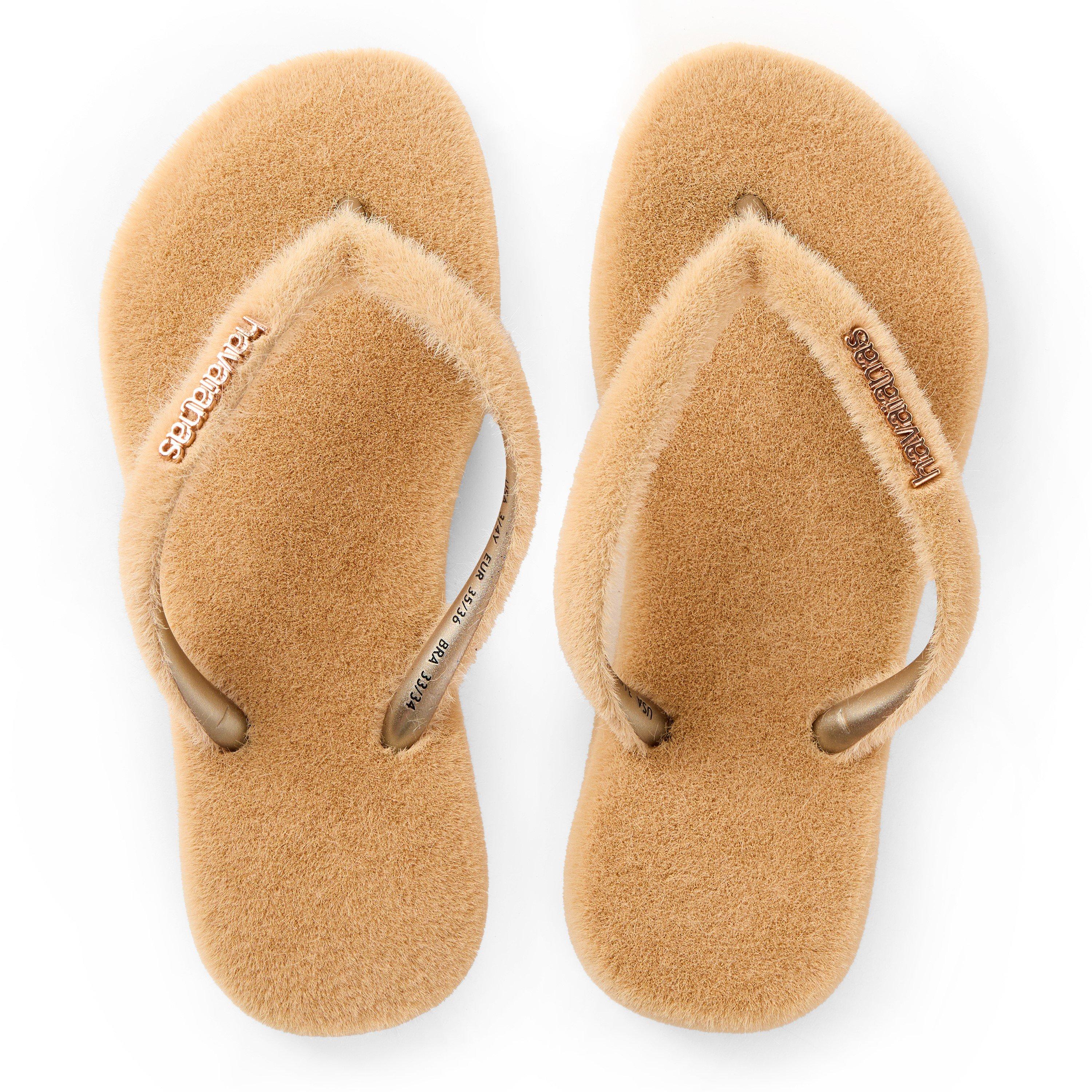 Beige - Havaianas - Hav. Slim Plush Beige 33/34 Flip Flops Unisex Kids - 4