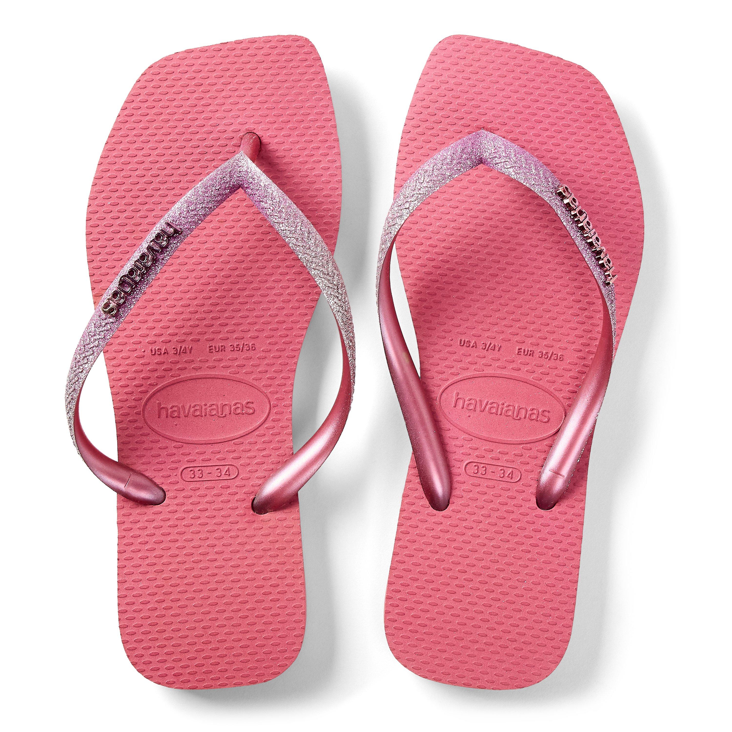 Velvet Rose - Havaianas - Hav. Square Glitter Velvet Rose 33/ Flip Flops Unisex Kids - 4